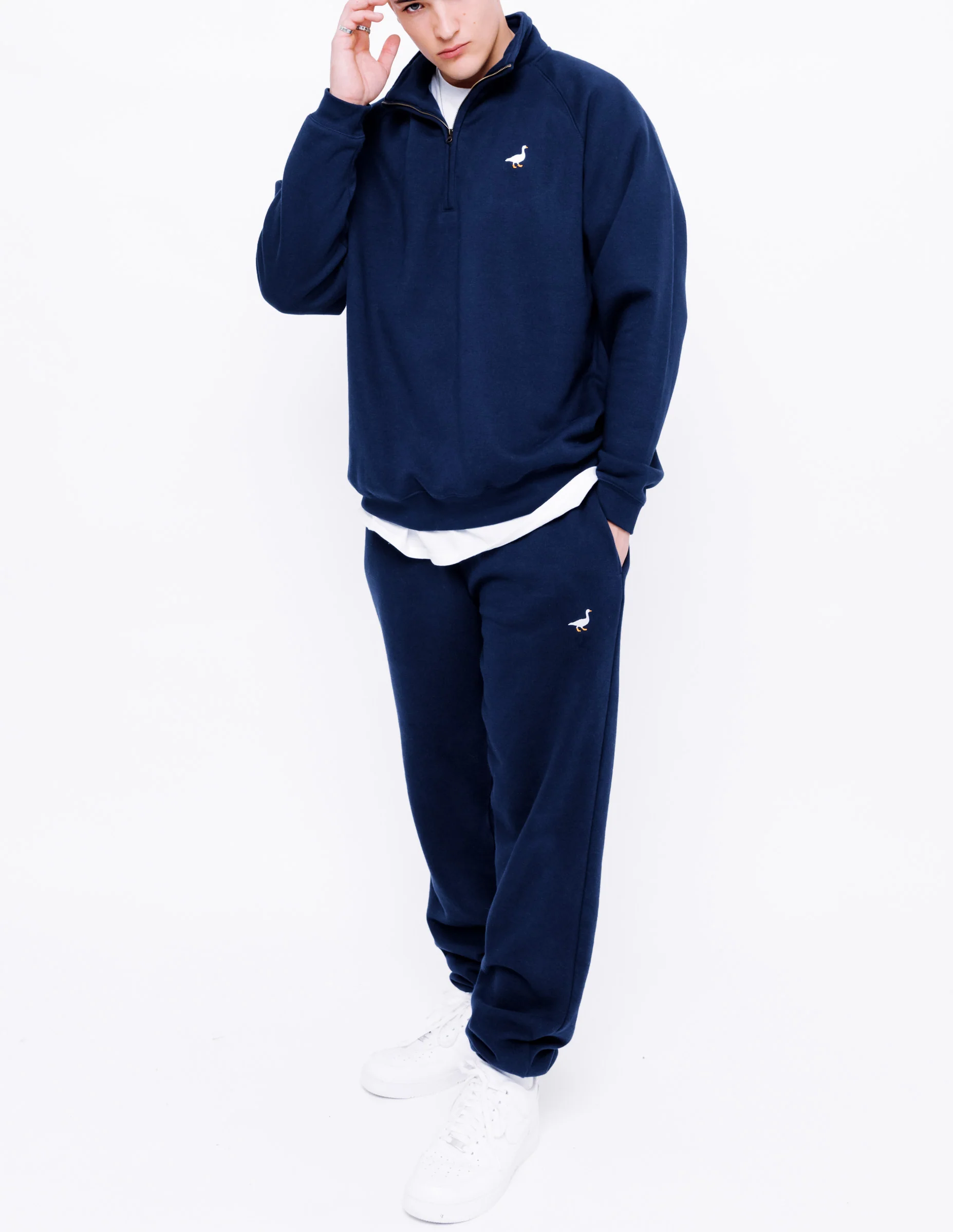 Premium Goose Classic Fit Joggers - Navy Blue - Image 6