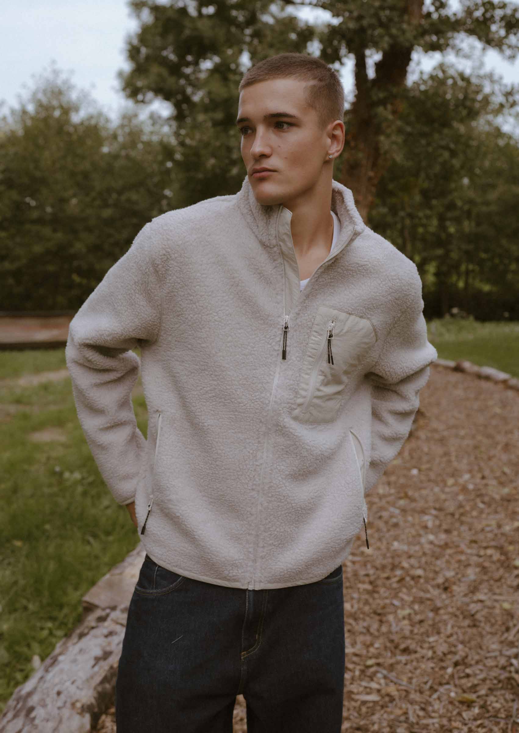 Goose League Sherpa Fleece Jacket - Sand - Image 3