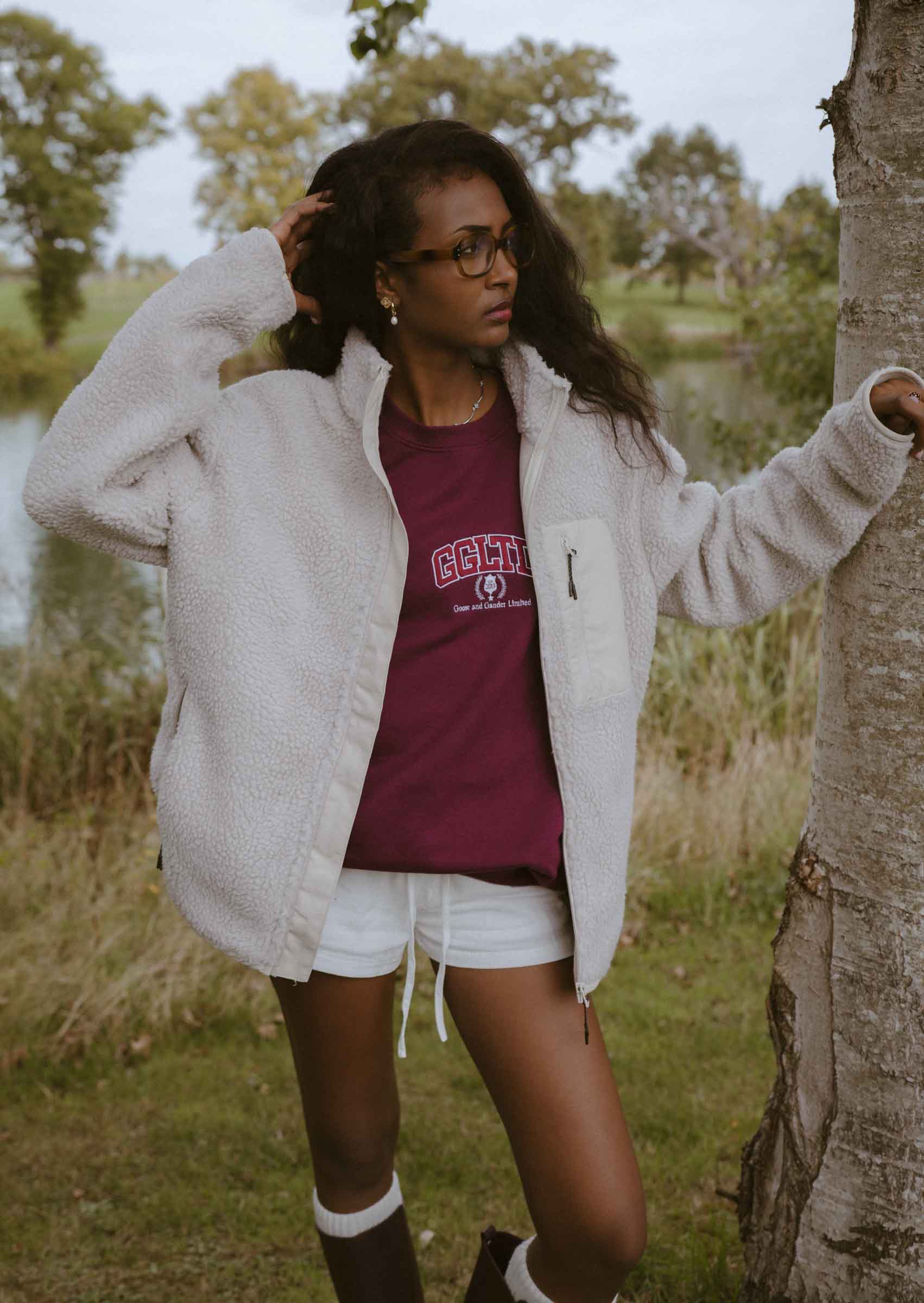 Goose League Sherpa Fleece Jacket - Sand - Image 4
