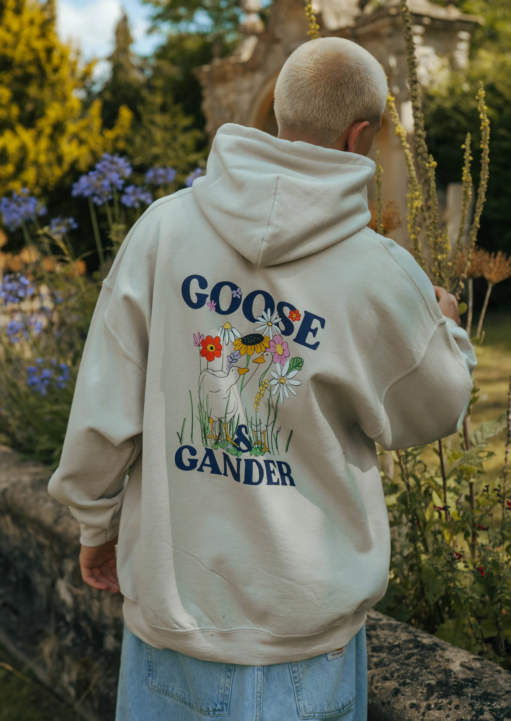 Wild Goose Printed Hoodie - Sand - Image 3