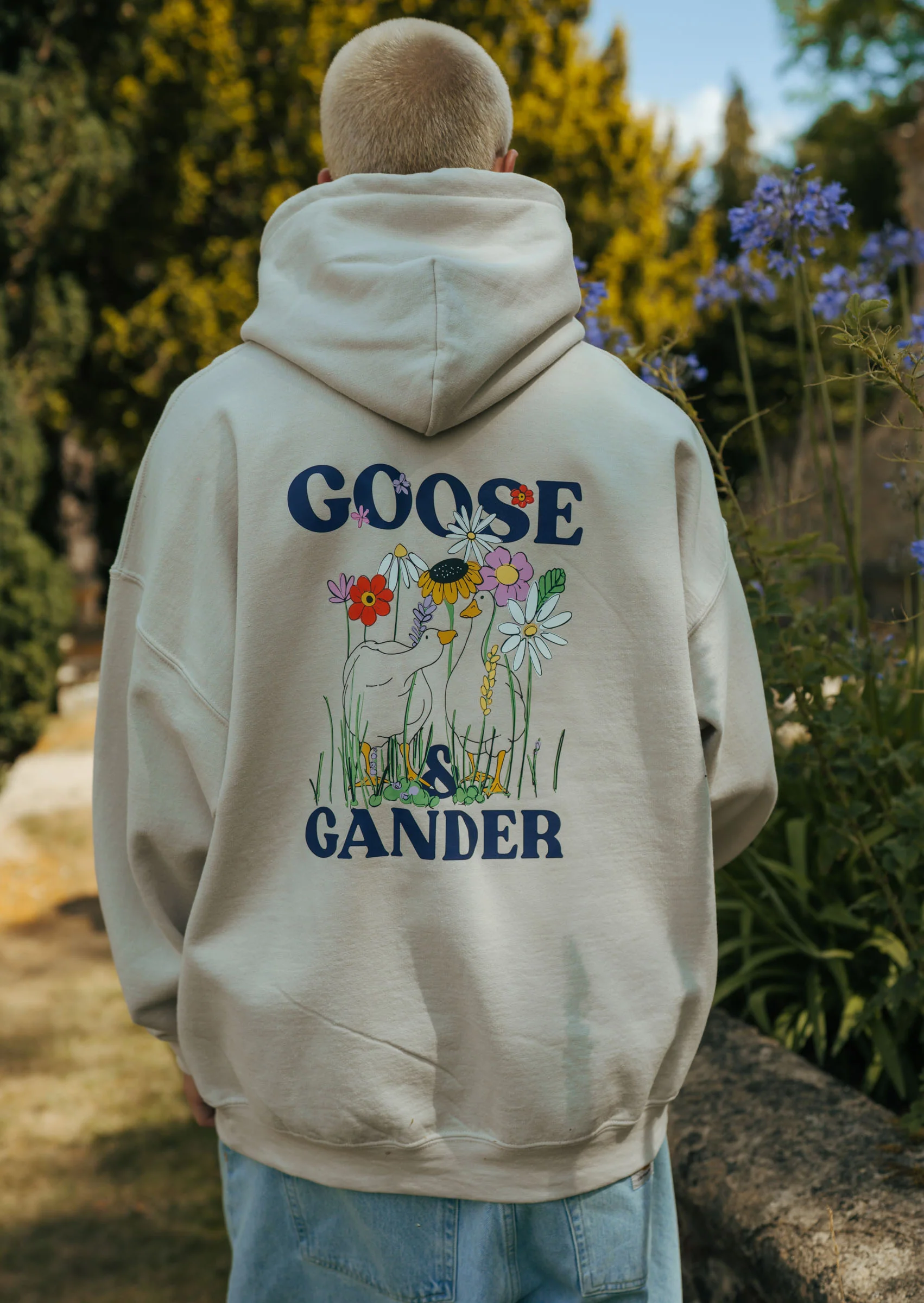 Wild Goose Printed Hoodie - Sand - Image 5