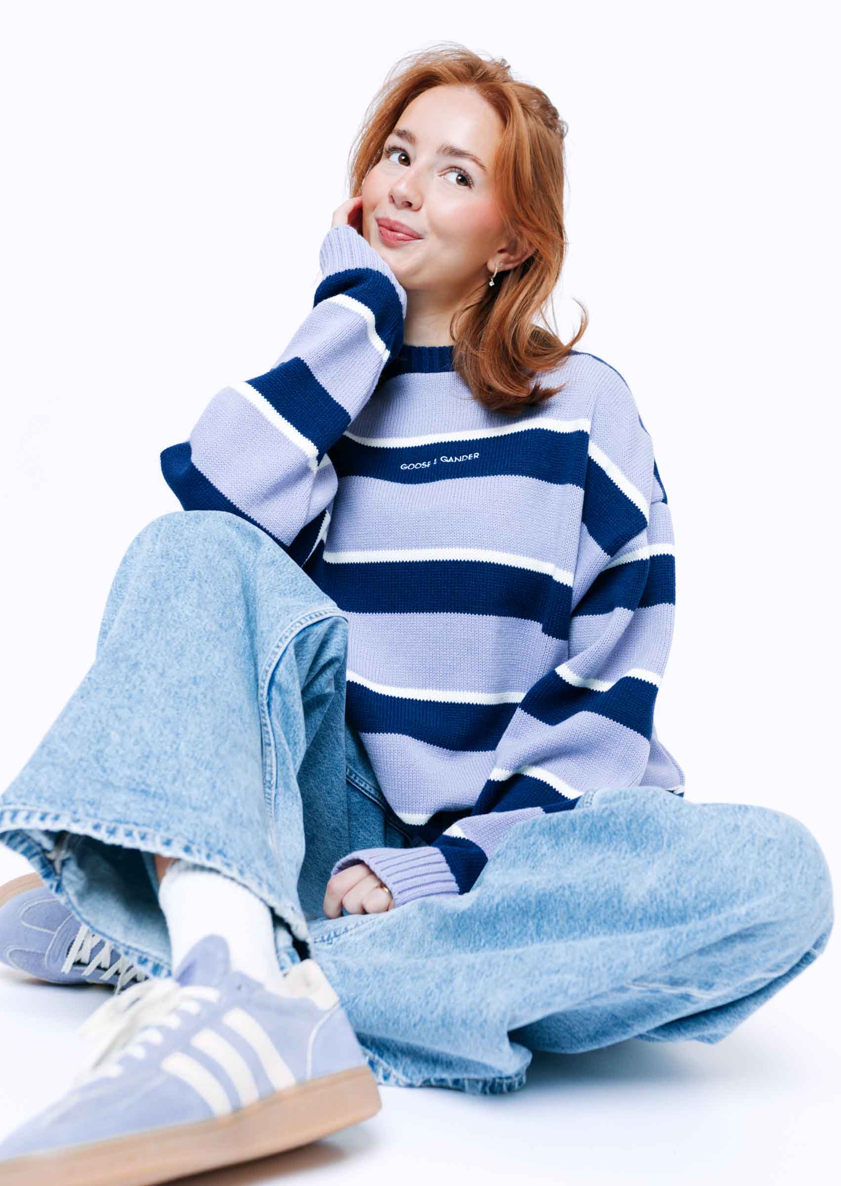 Striped Bluebell Knitted Sweatshirt - Image 12