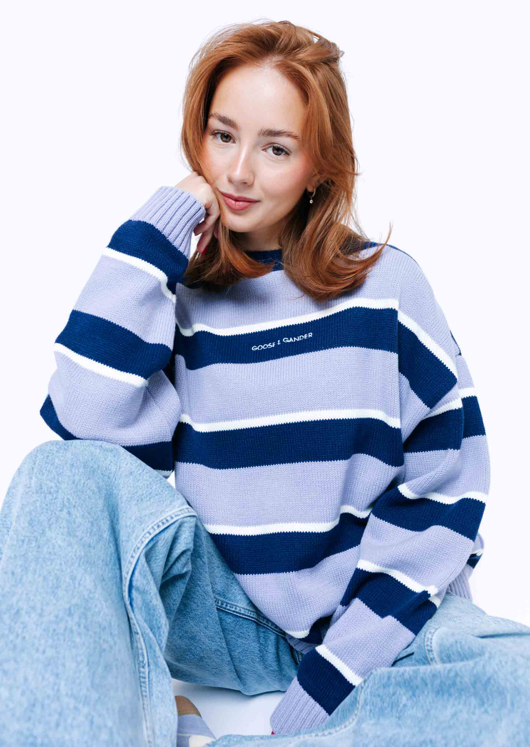 Striped Bluebell Knitted Sweatshirt - Image 13