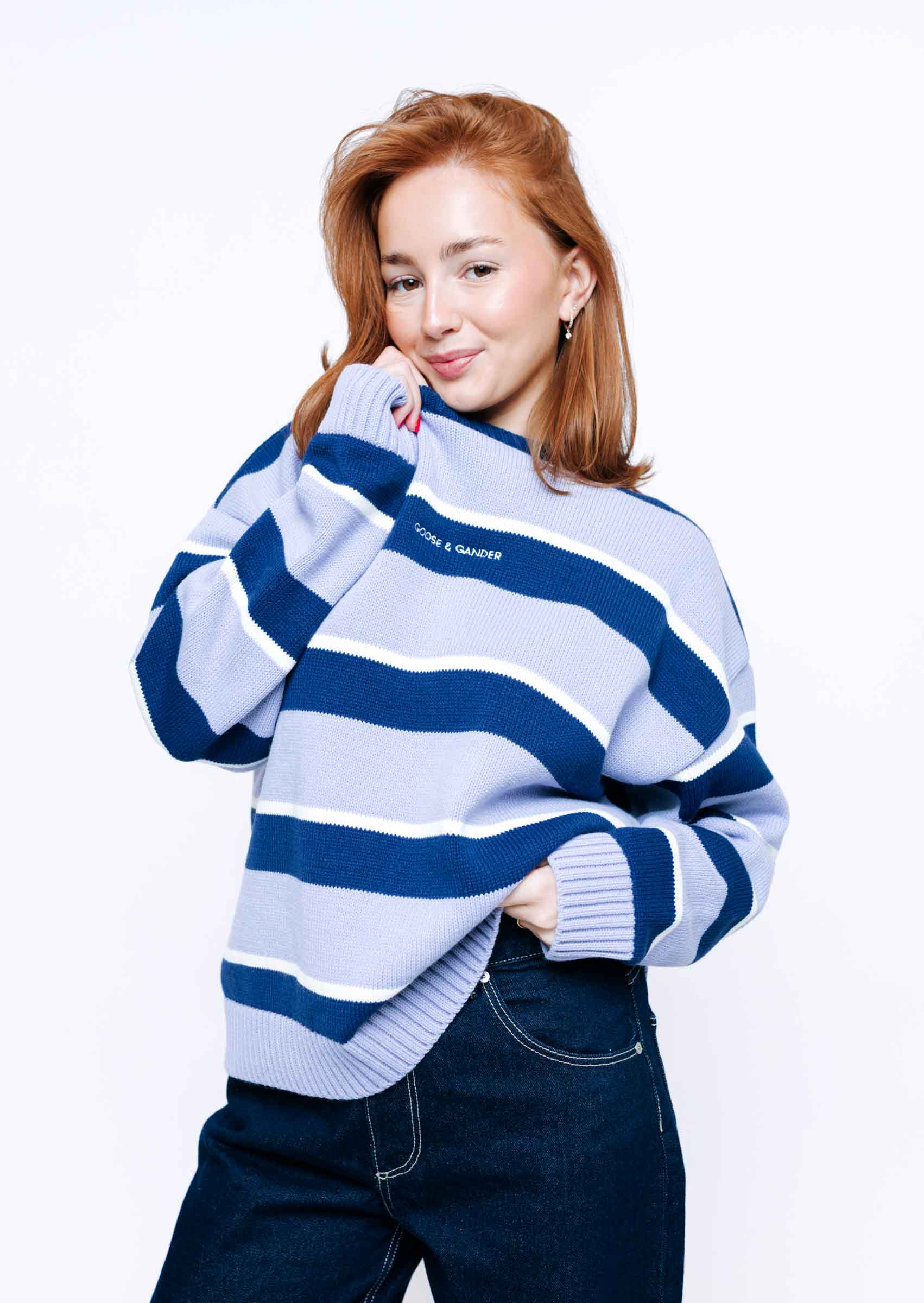 Striped Bluebell Knitted Sweatshirt - Image 4