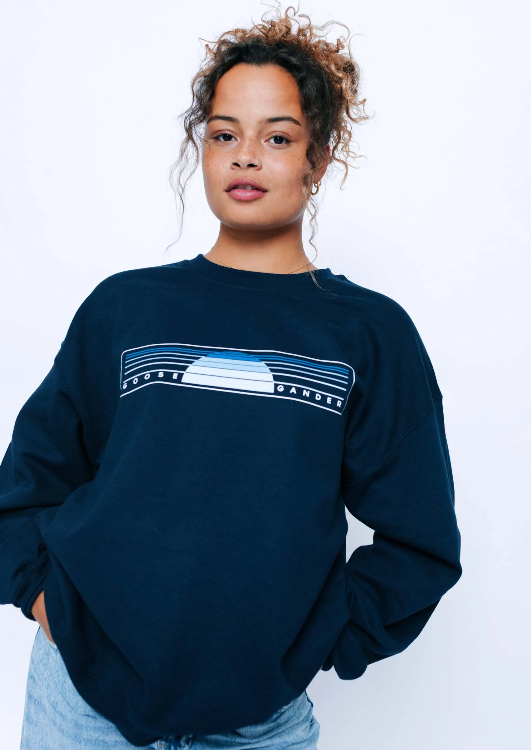 Sunset Printed Sweat - Navy Sweat - Image 5