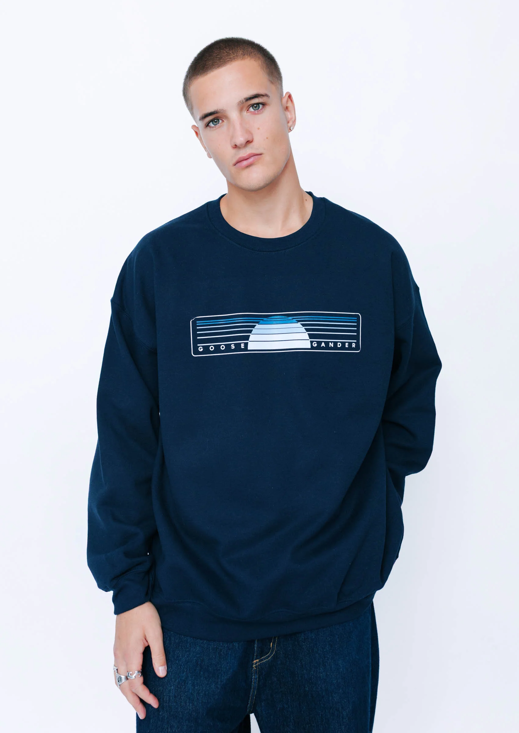 Sunset Printed Sweat - Navy Sweat - Image 7