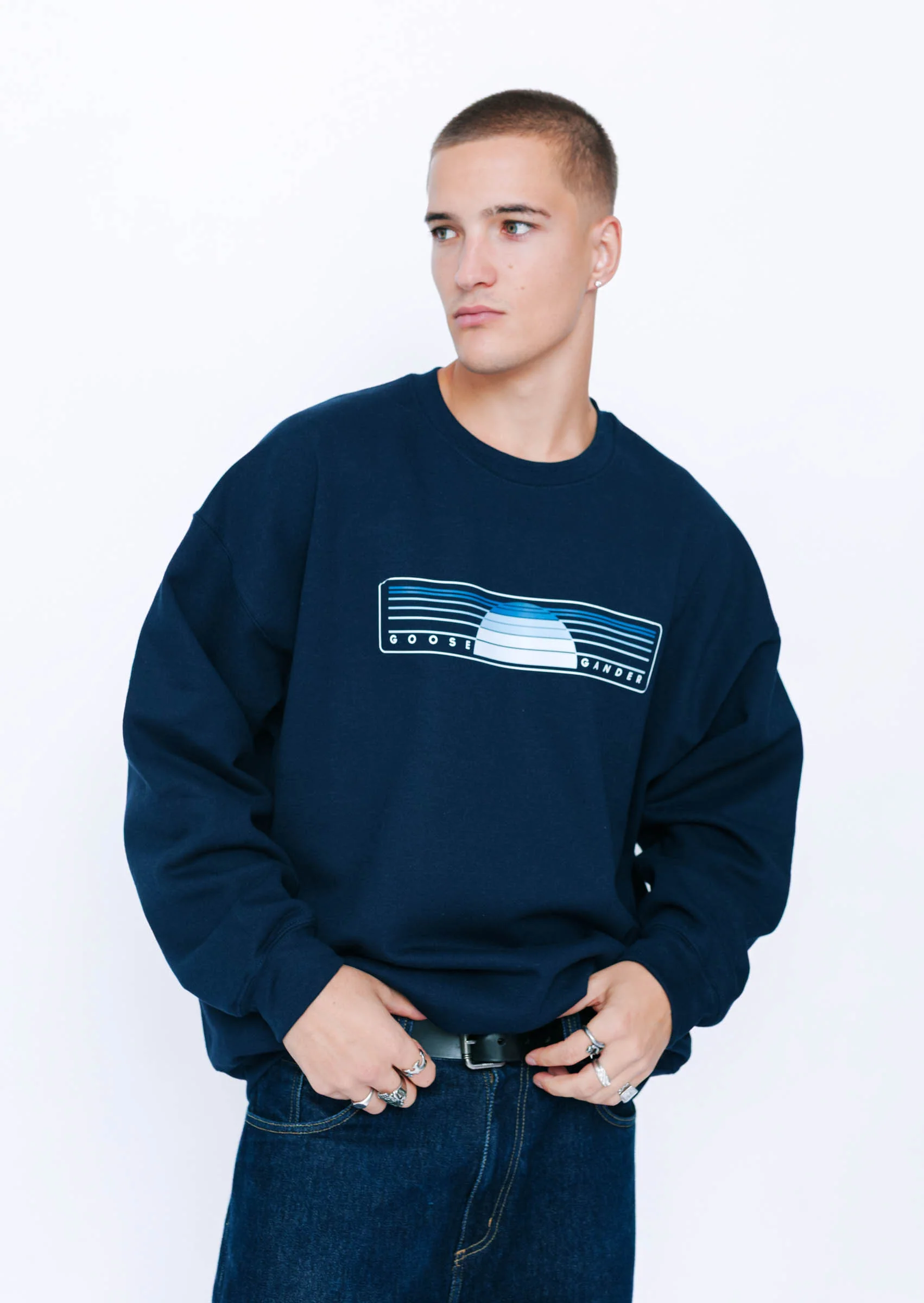 Sunset Printed Sweat - Navy Sweat - Image 9