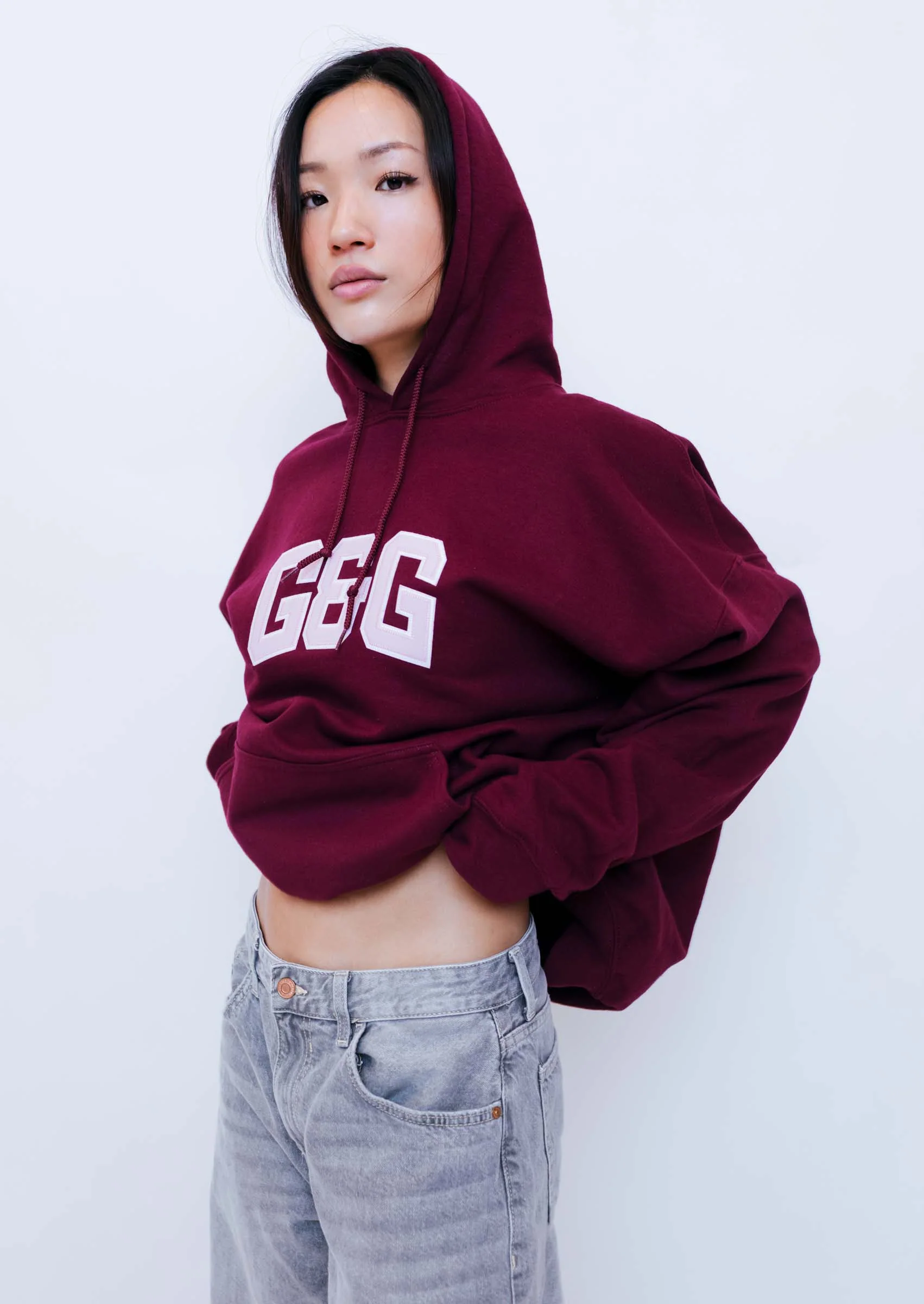 Applique Hoodie - Burgundy - Image 11