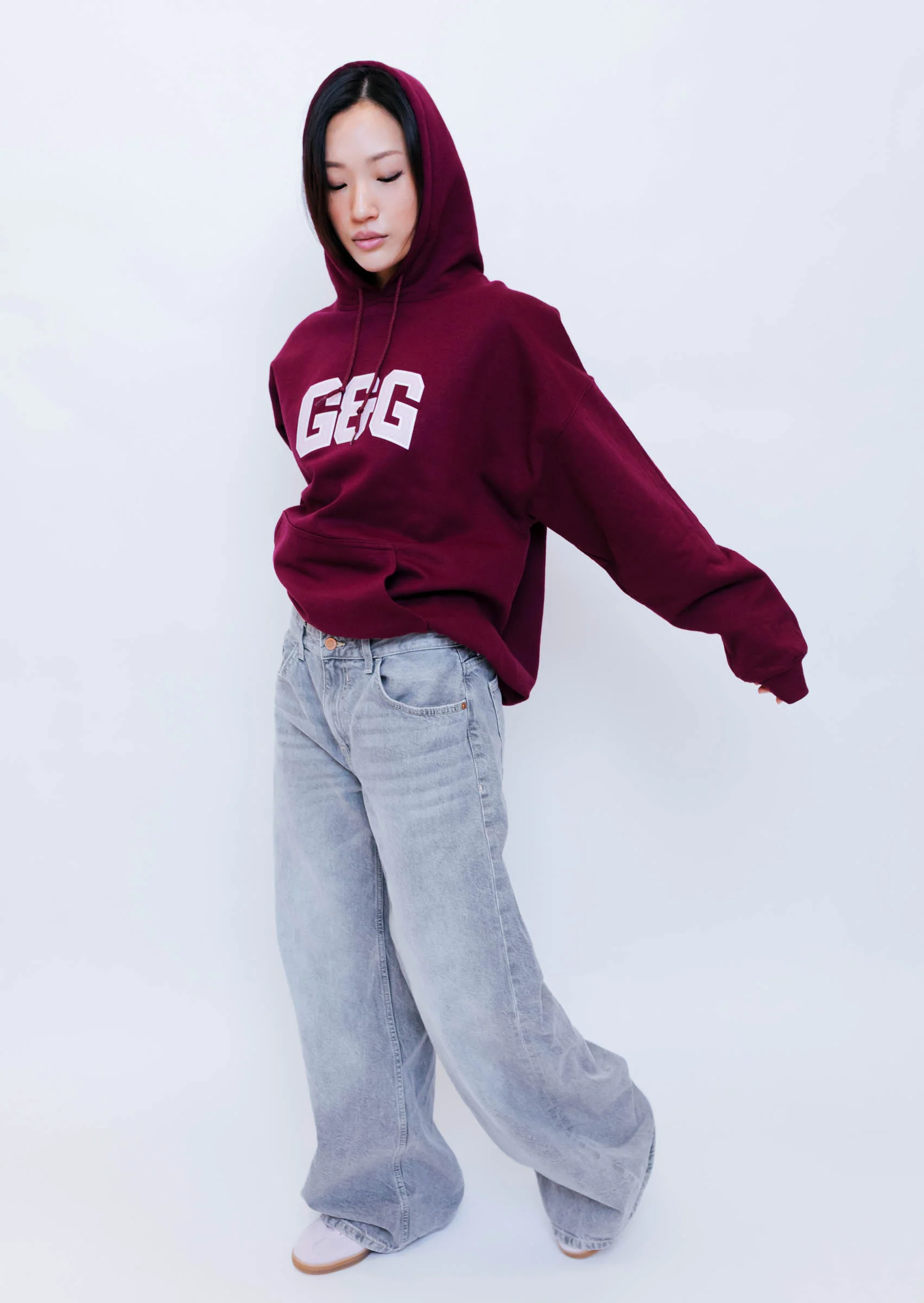 Applique Hoodie - Burgundy - Image 15