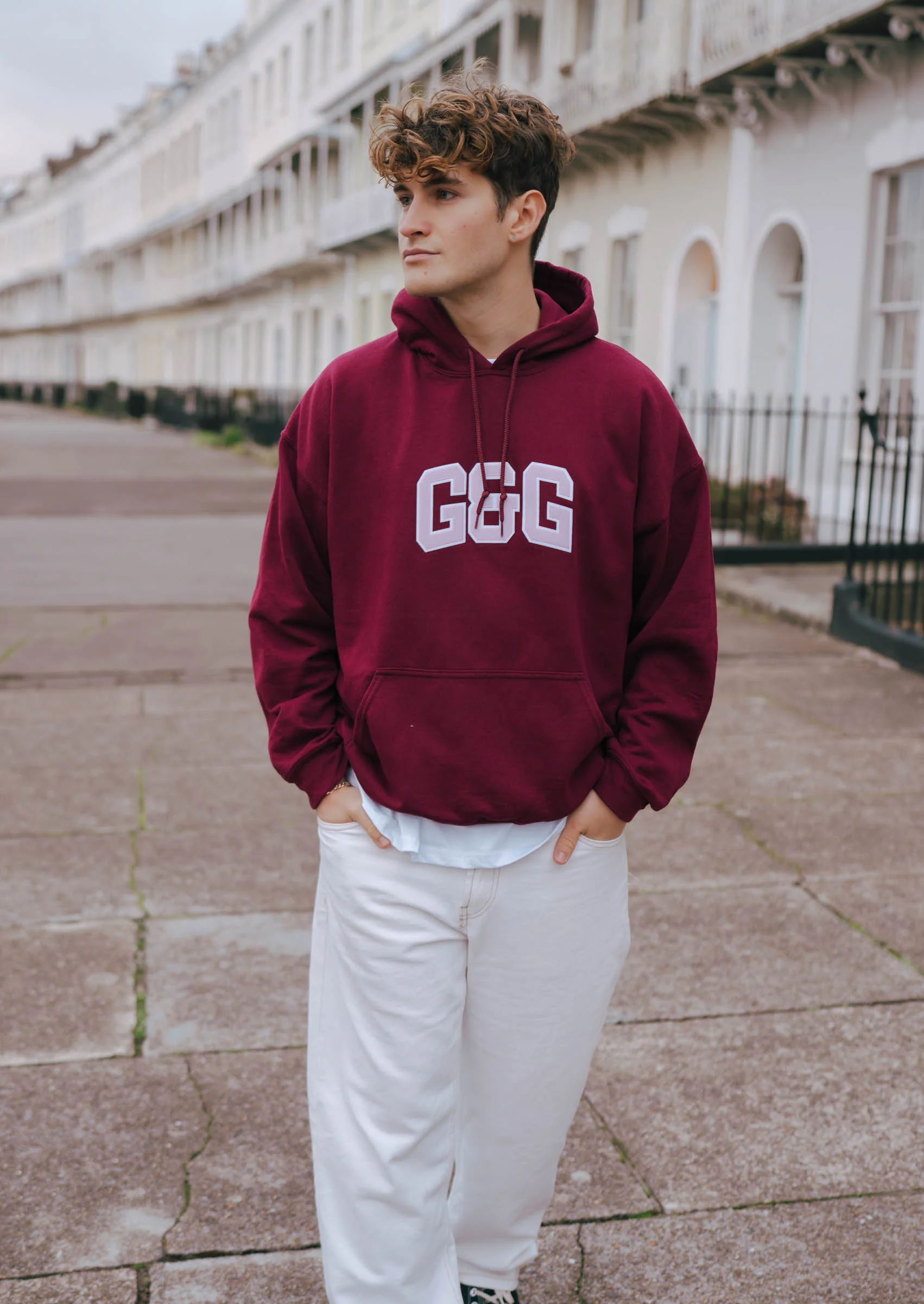 Applique Hoodie - Burgundy - Image 3