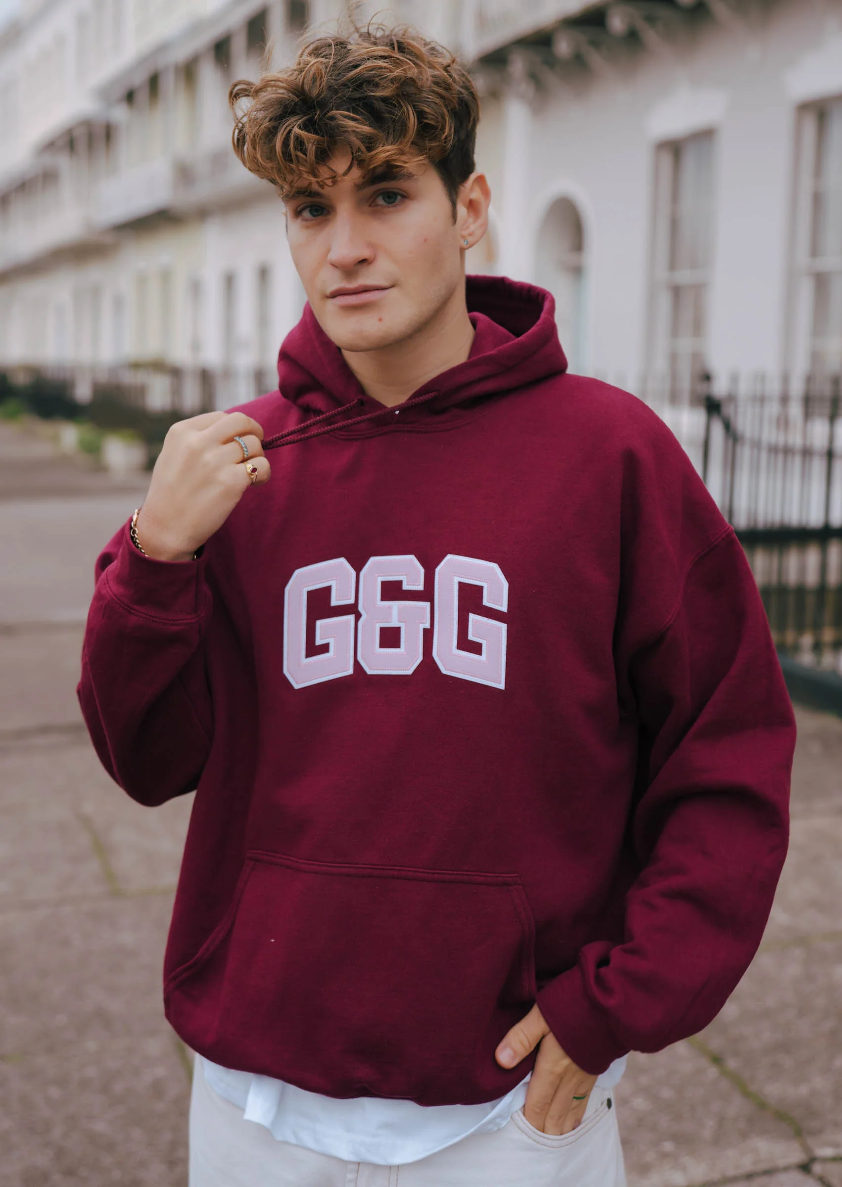 Applique Hoodie - Burgundy - Image 5