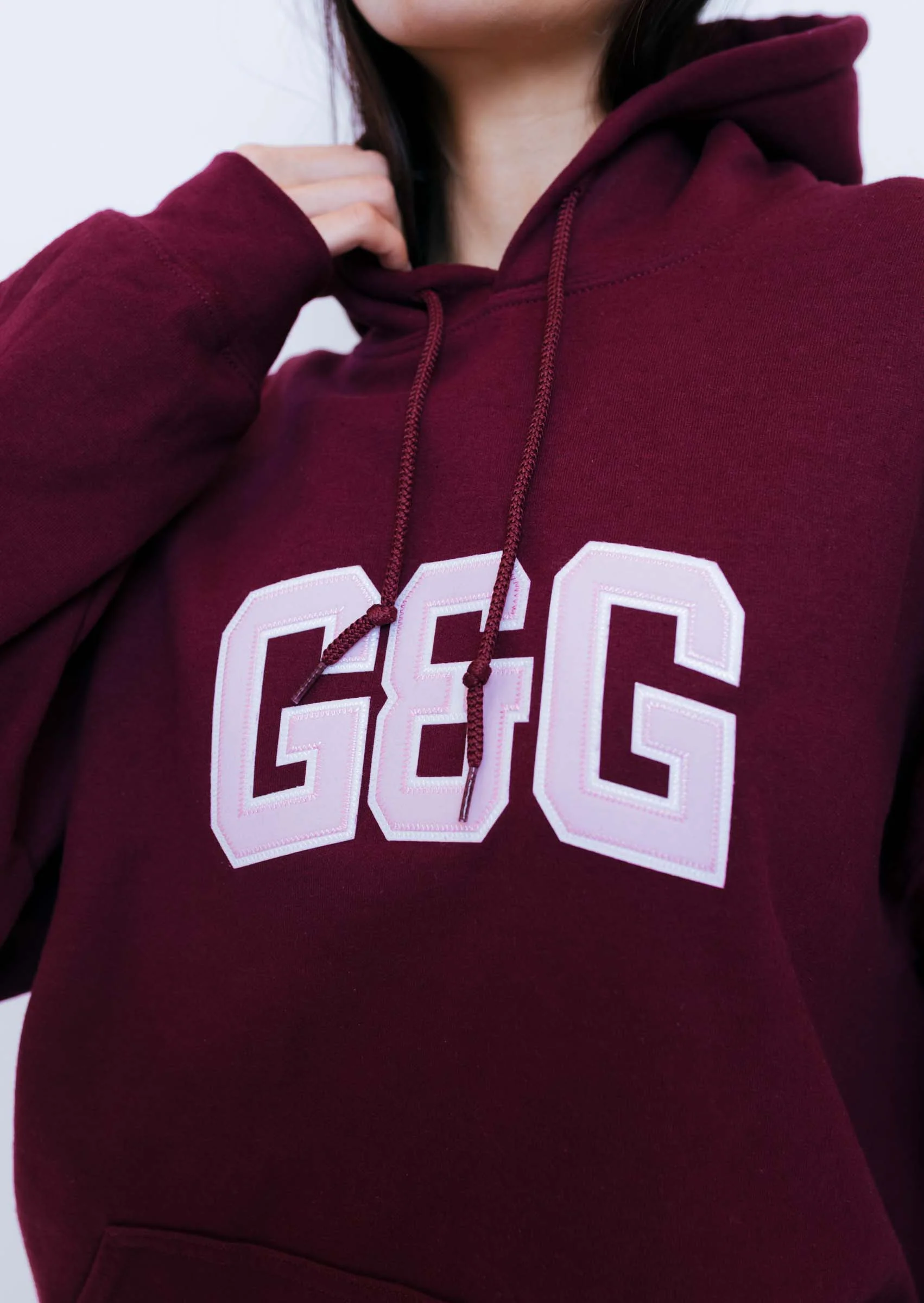 Applique Hoodie - Burgundy - Image 9