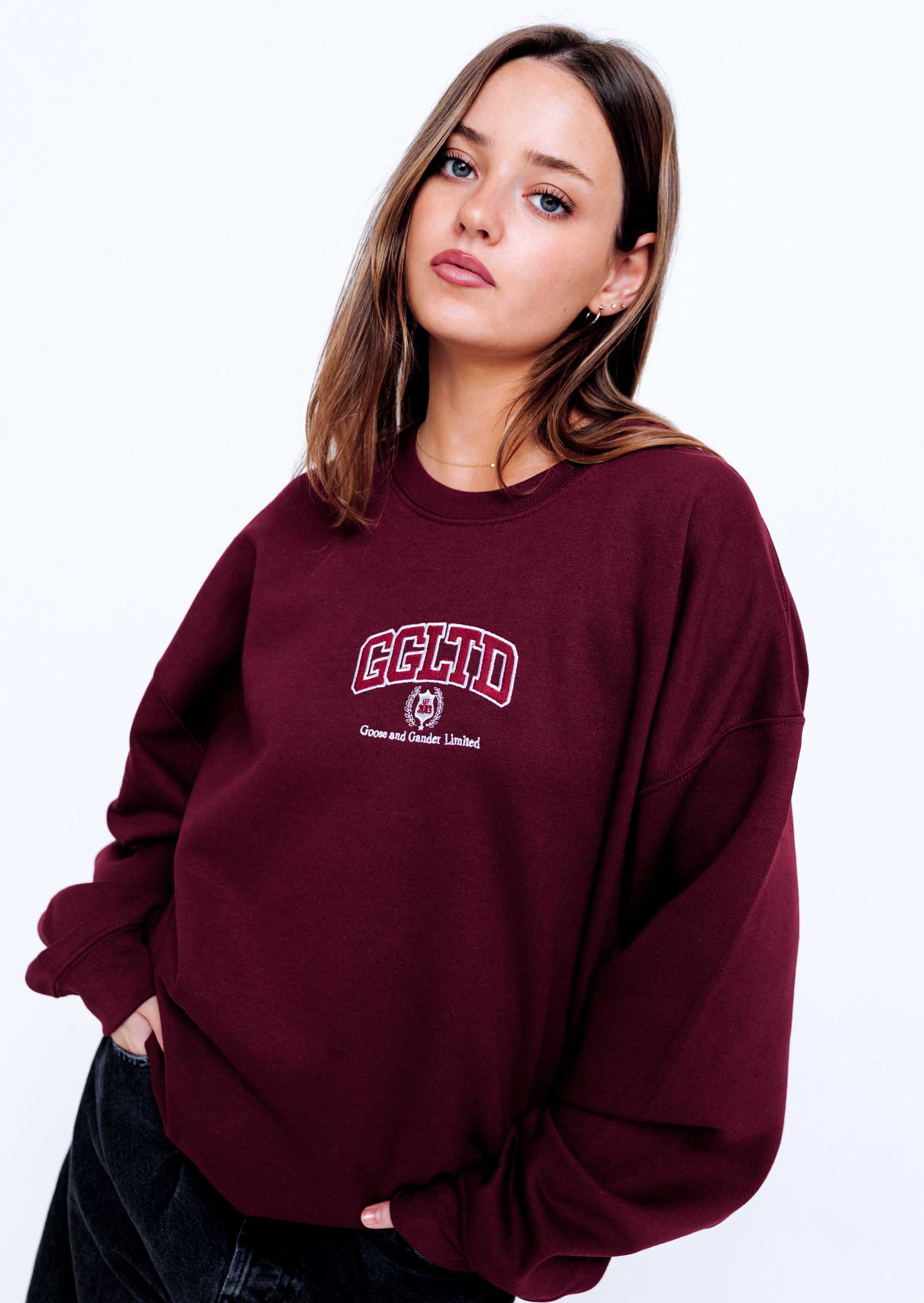 Varsity Sweatshirt - Burgundy - Image 3