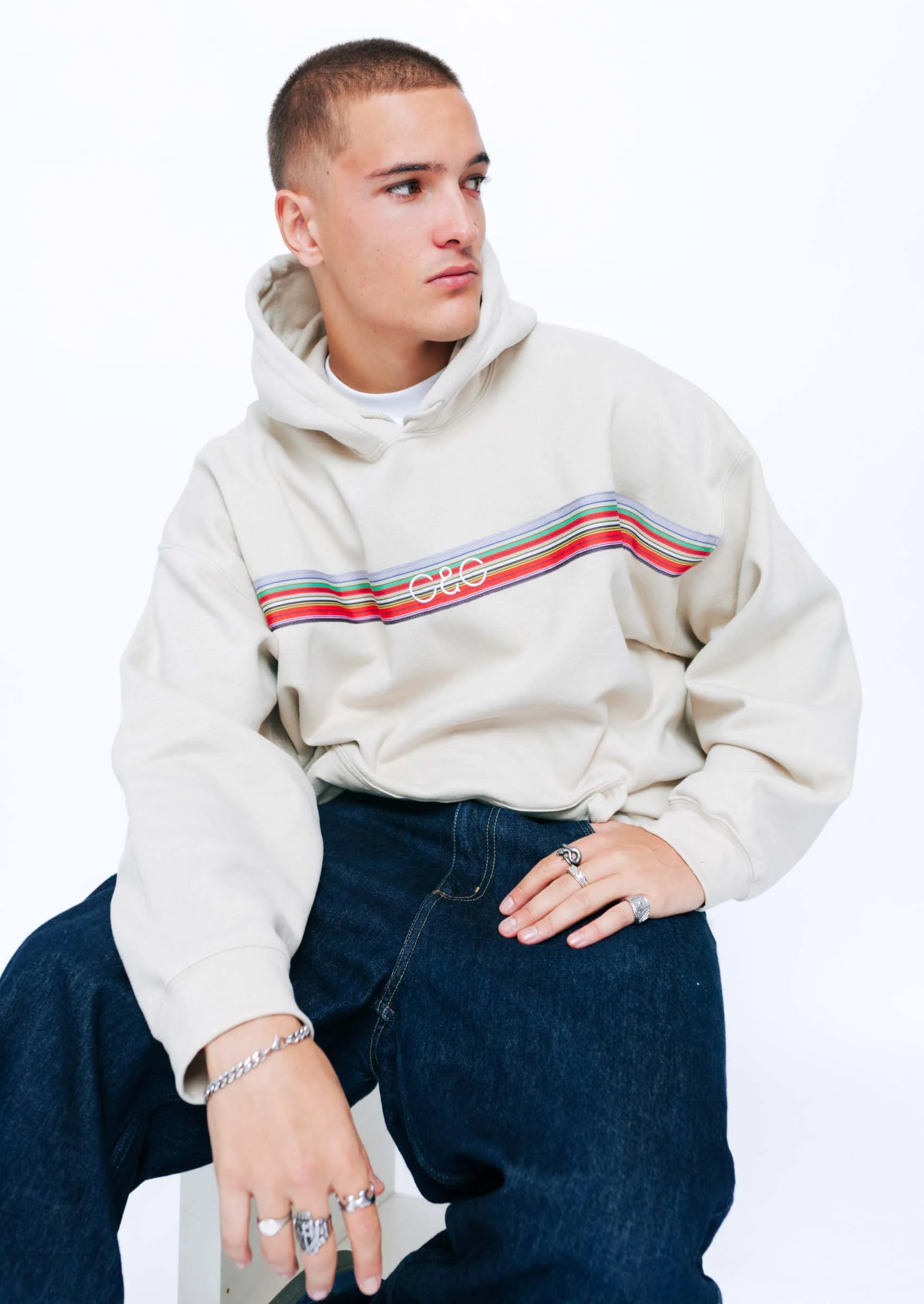 Vintage Ribbon Hoodie - Sand - Image 5