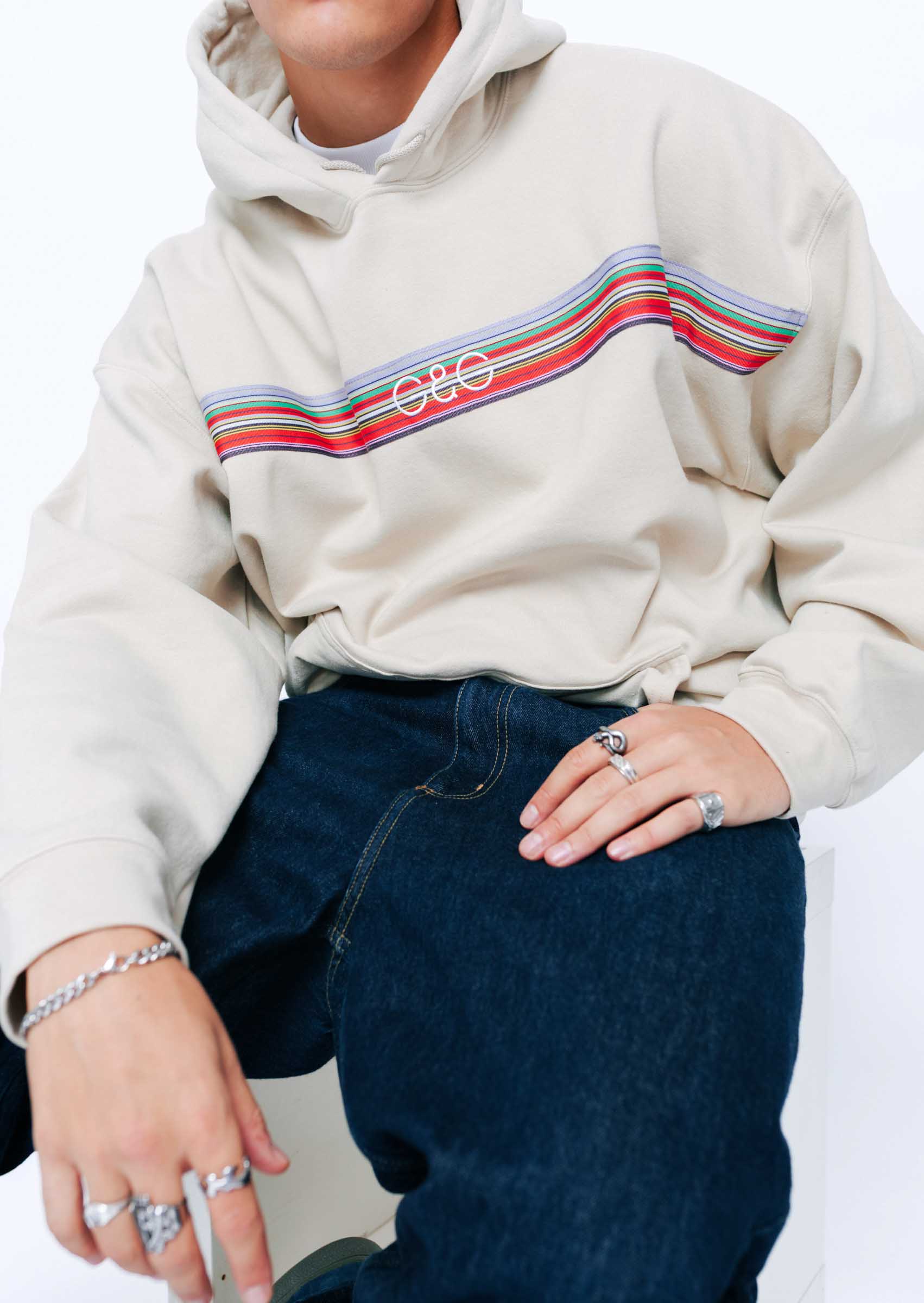 Vintage Ribbon Hoodie - Sand - Image 6