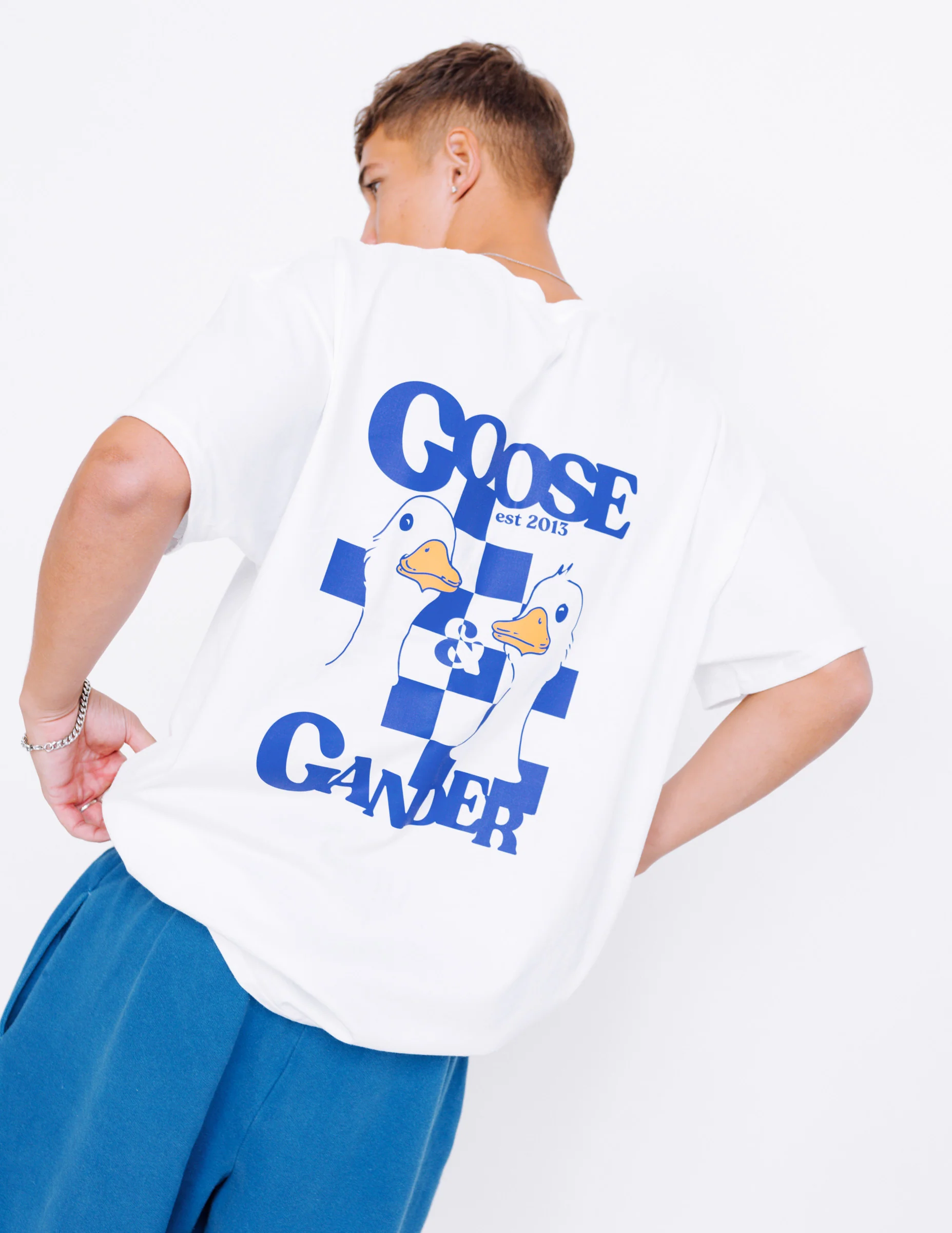 Royal Blue Goose Gambit Tee - White - Image 3