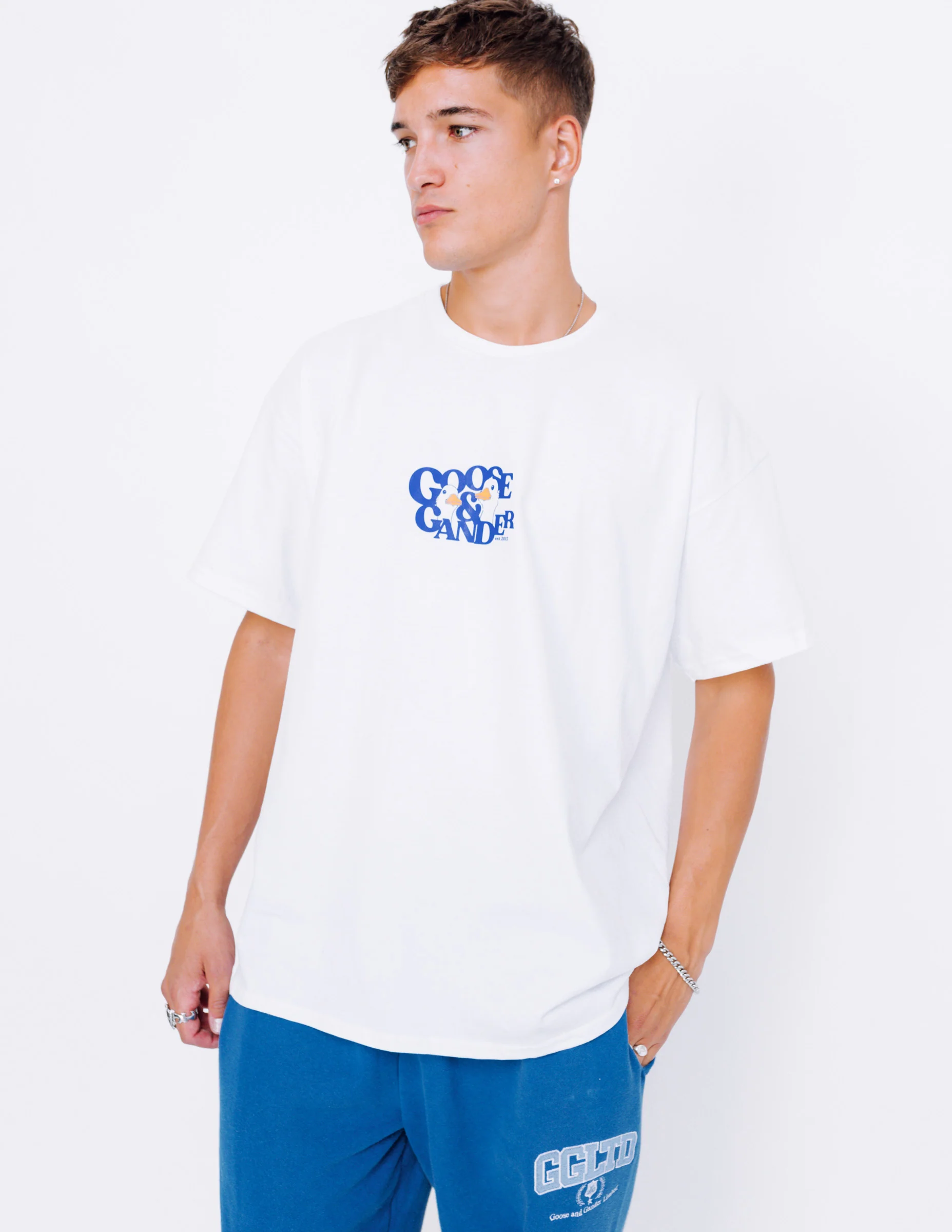 Royal Blue Goose Gambit Tee - White - Image 4