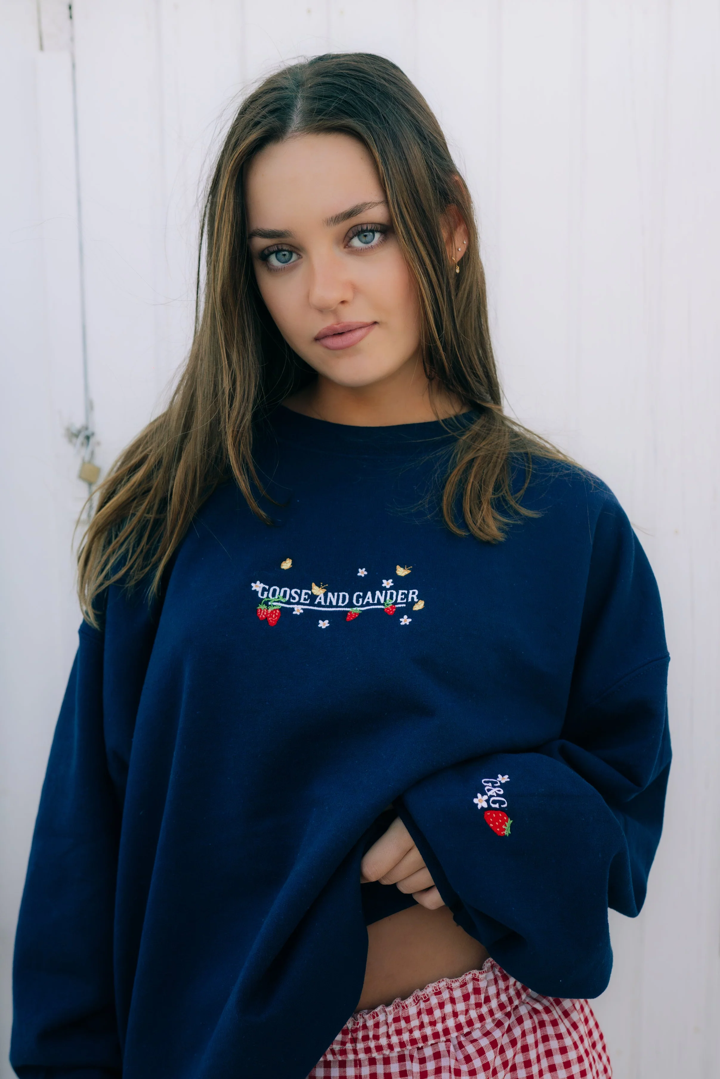 Wild Strawberry Embroidered Sweat - Navy - Image 10