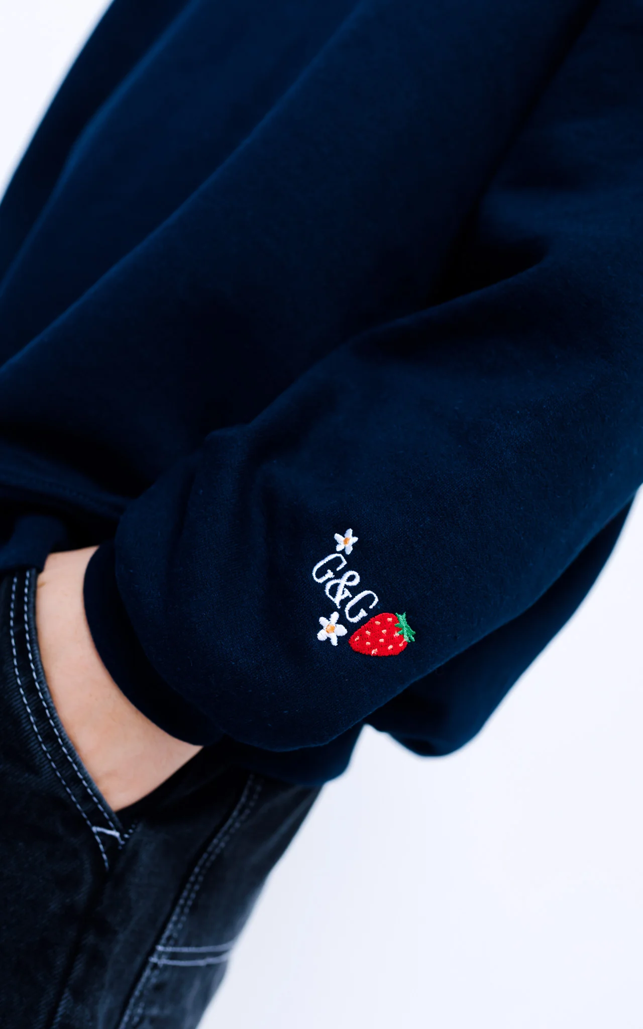 Wild Strawberry Embroidered Sweat - Navy - Image 12