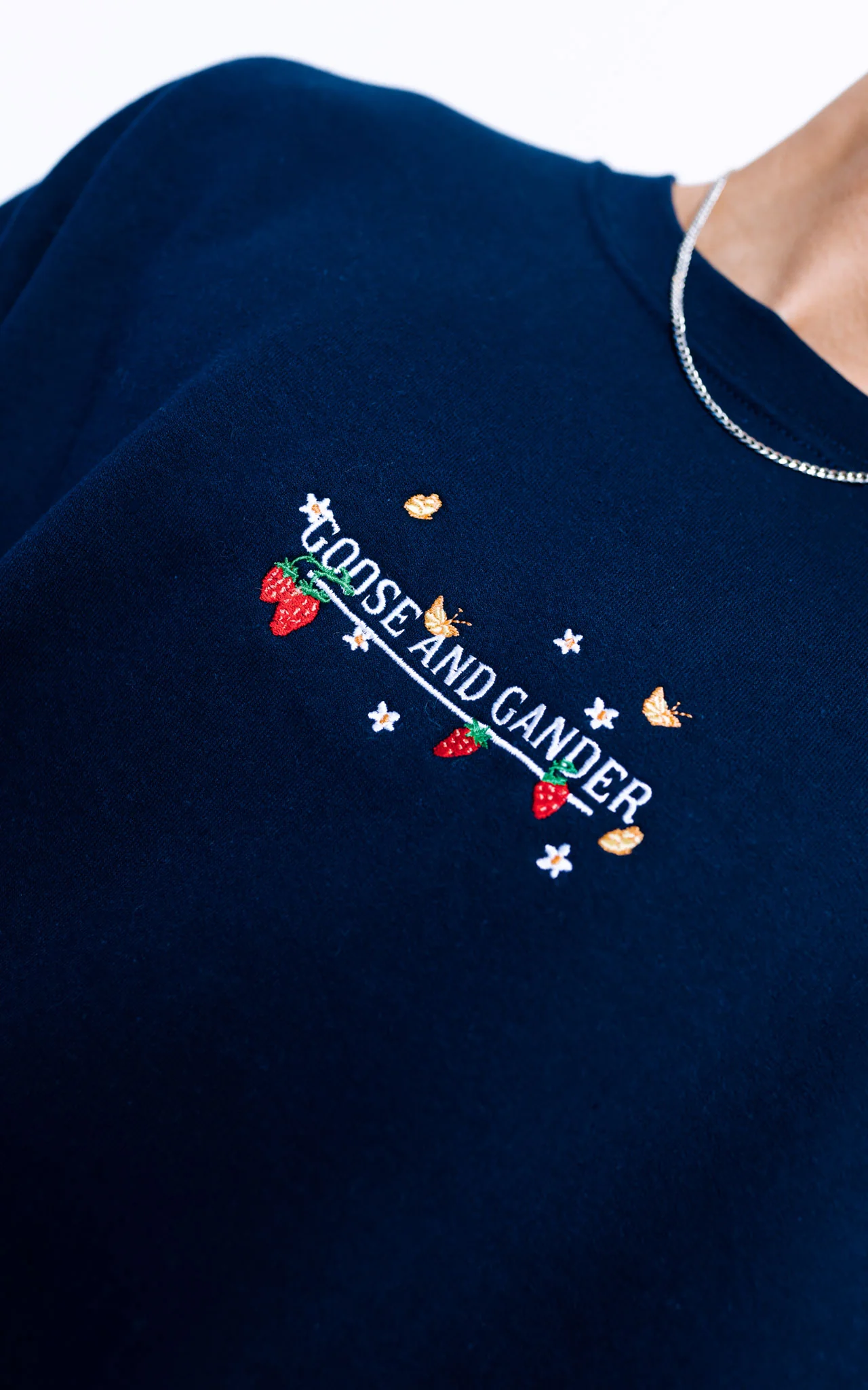 Wild Strawberry Embroidered Sweat - Navy - Image 13