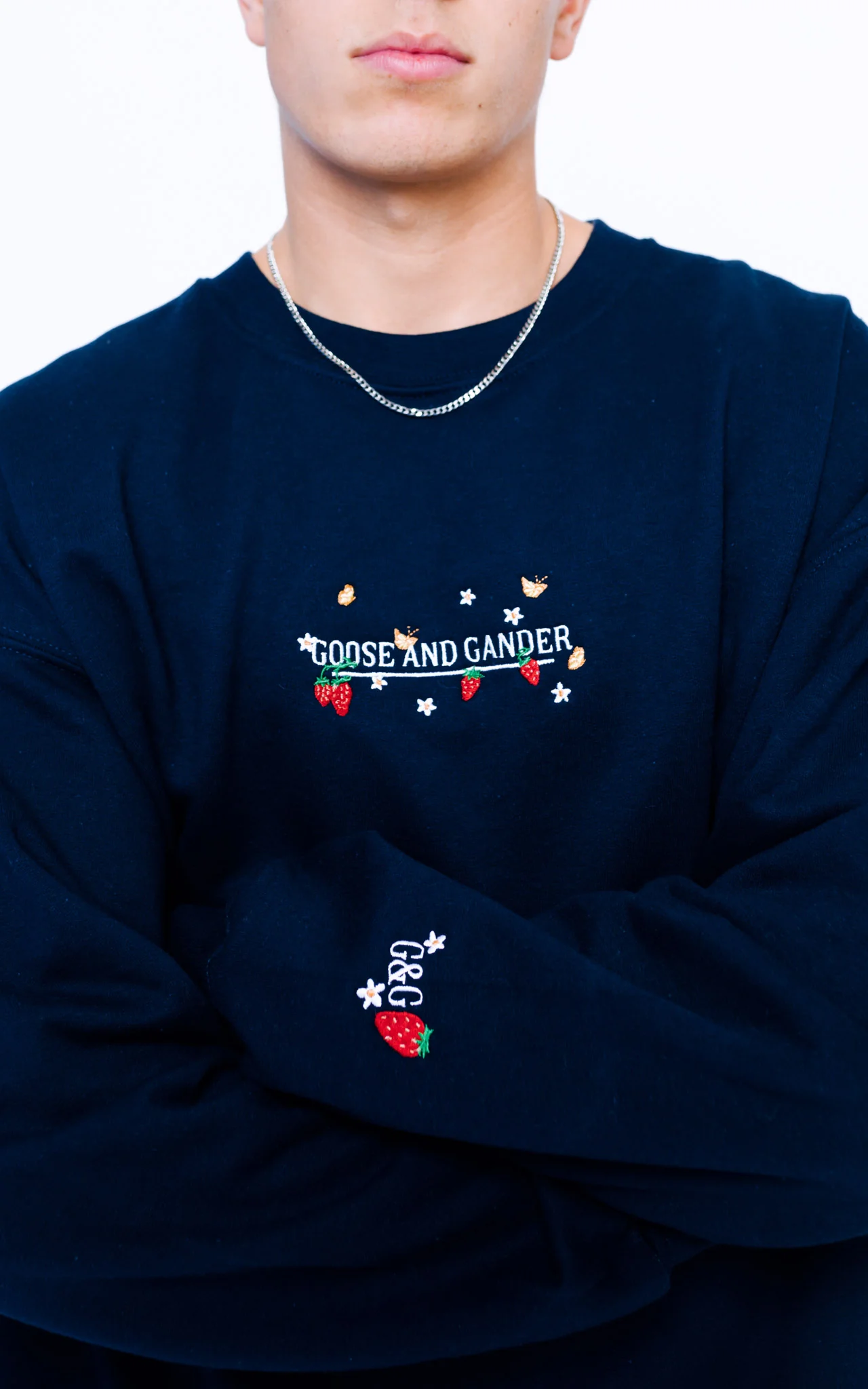 Wild Strawberry Embroidered Sweat - Navy - Image 14