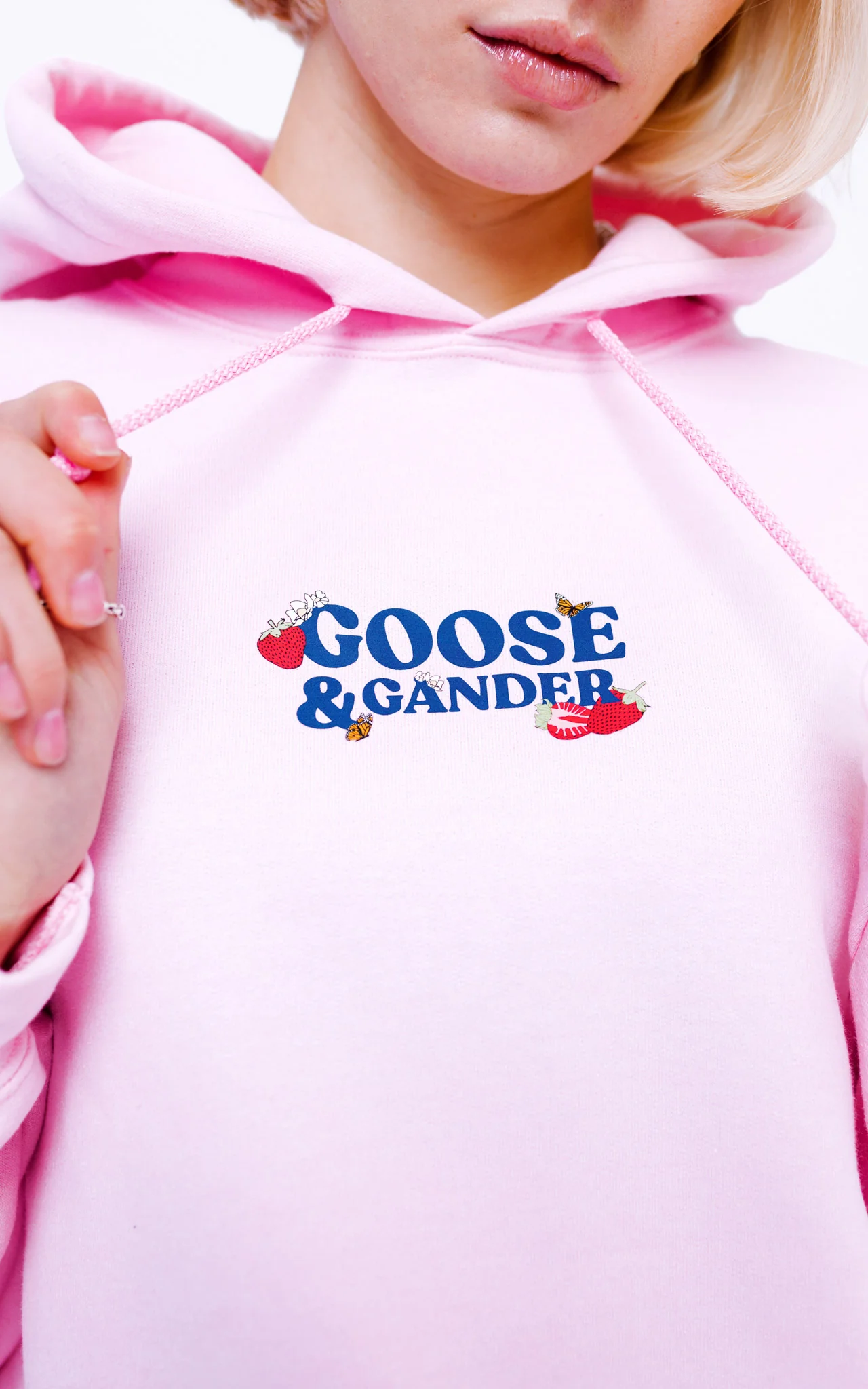 Wild Strawberry Printed Hoodie - Baby Pink - Image 3