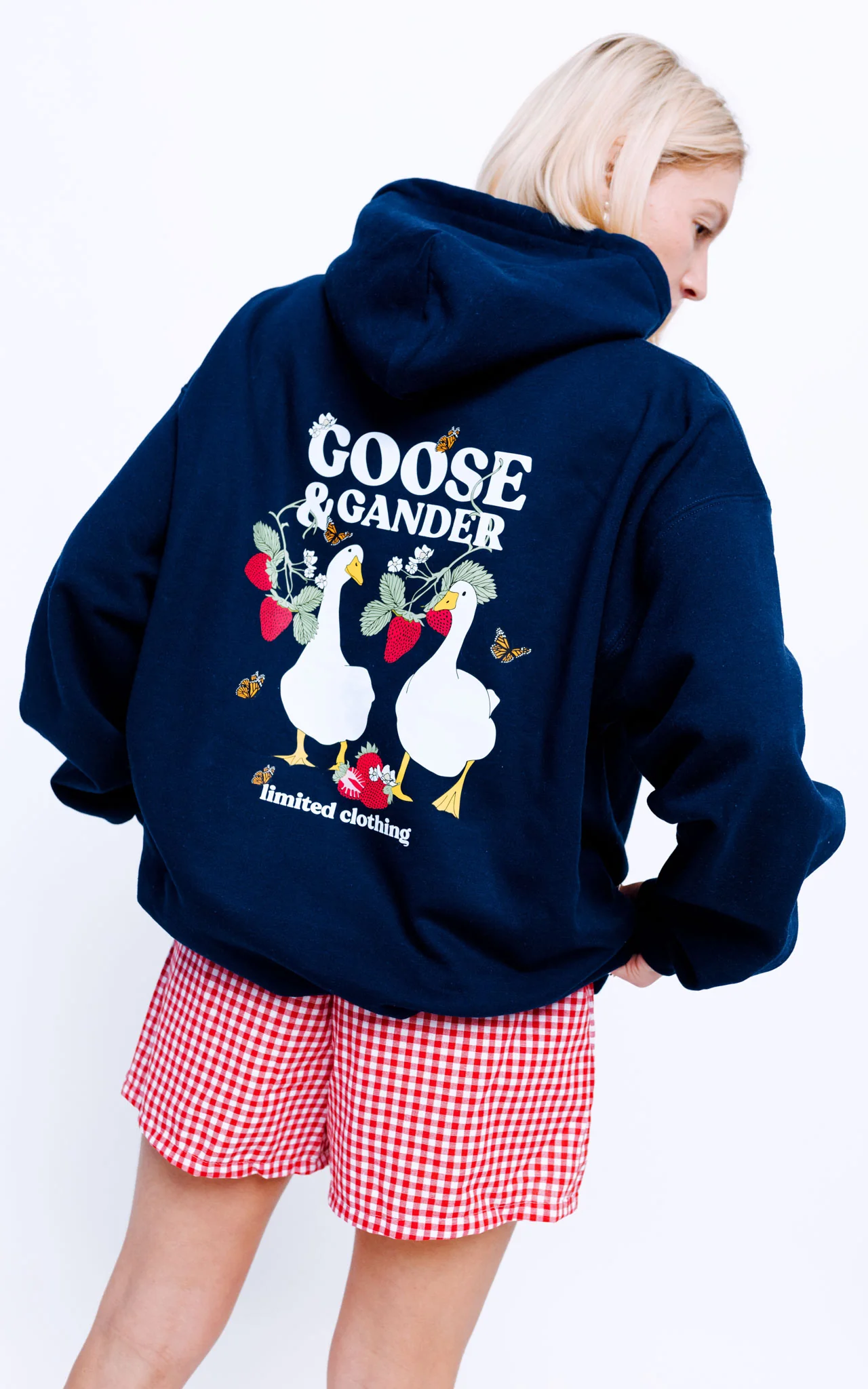 Wild Strawberry Printed Hoodie - Navy - Image 2
