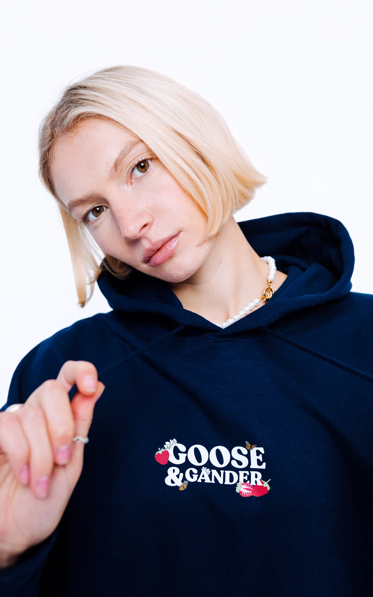 Wild Strawberry Printed Hoodie - Navy - Image 3