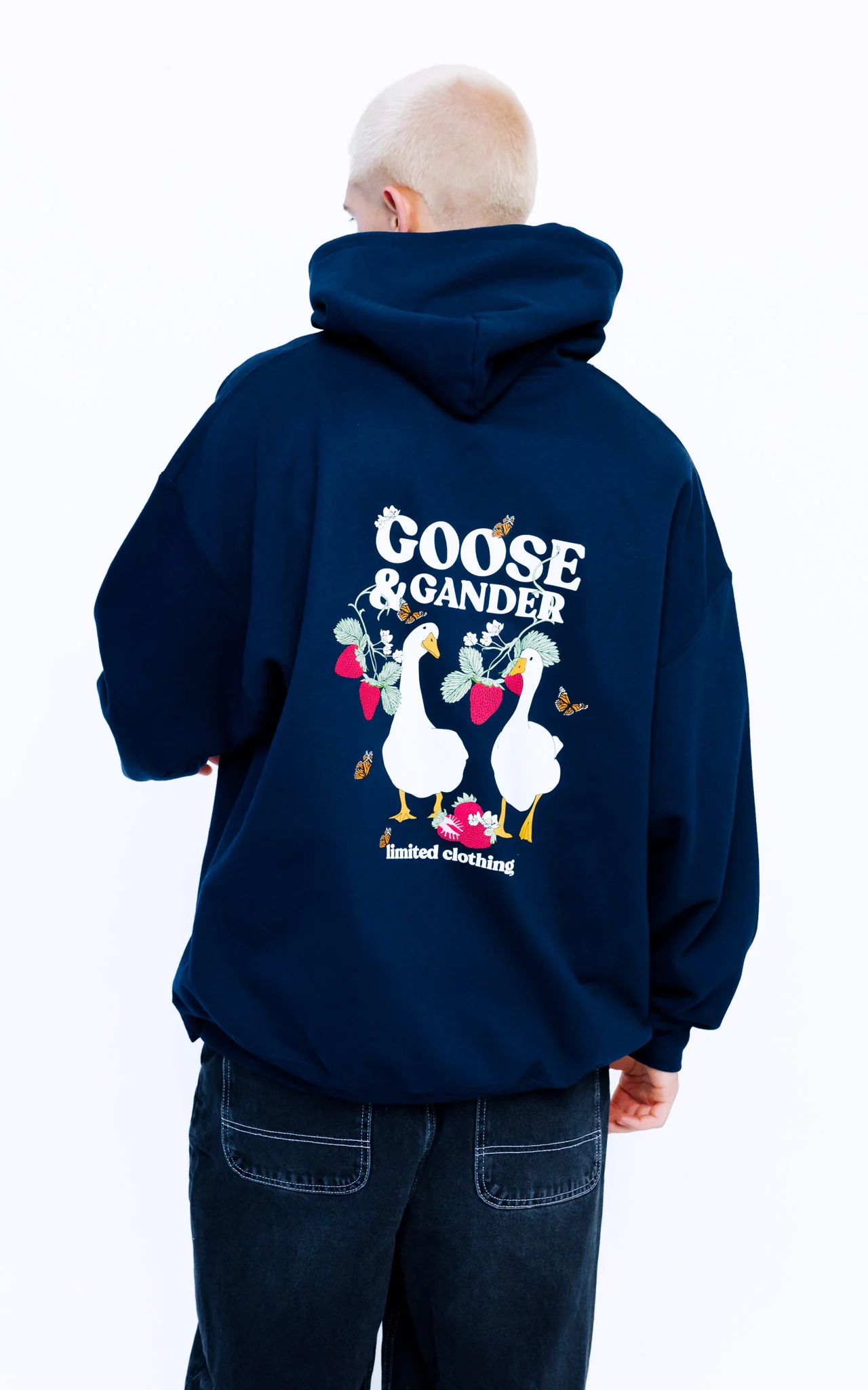 Wild Strawberry Printed Hoodie - Navy - Image 4