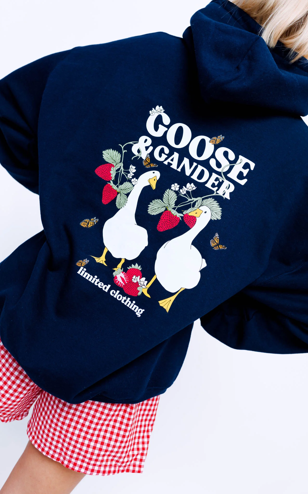 Wild Strawberry Printed Hoodie - Navy - Image 5