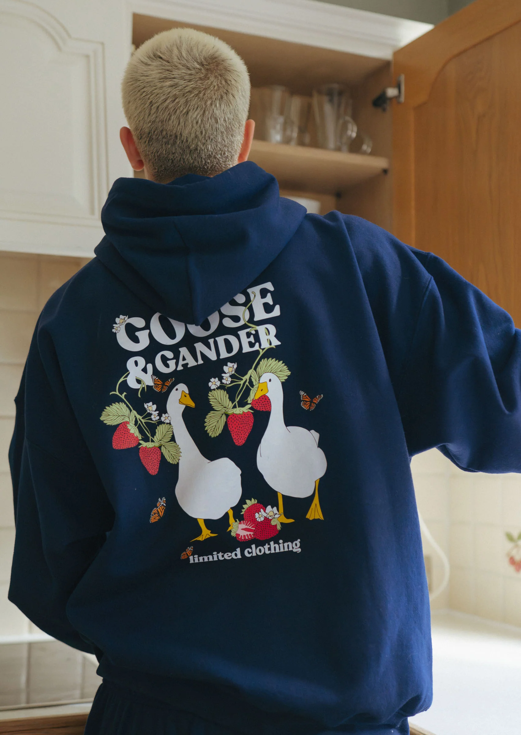 Wild Strawberry Printed Hoodie - Navy - Image 7