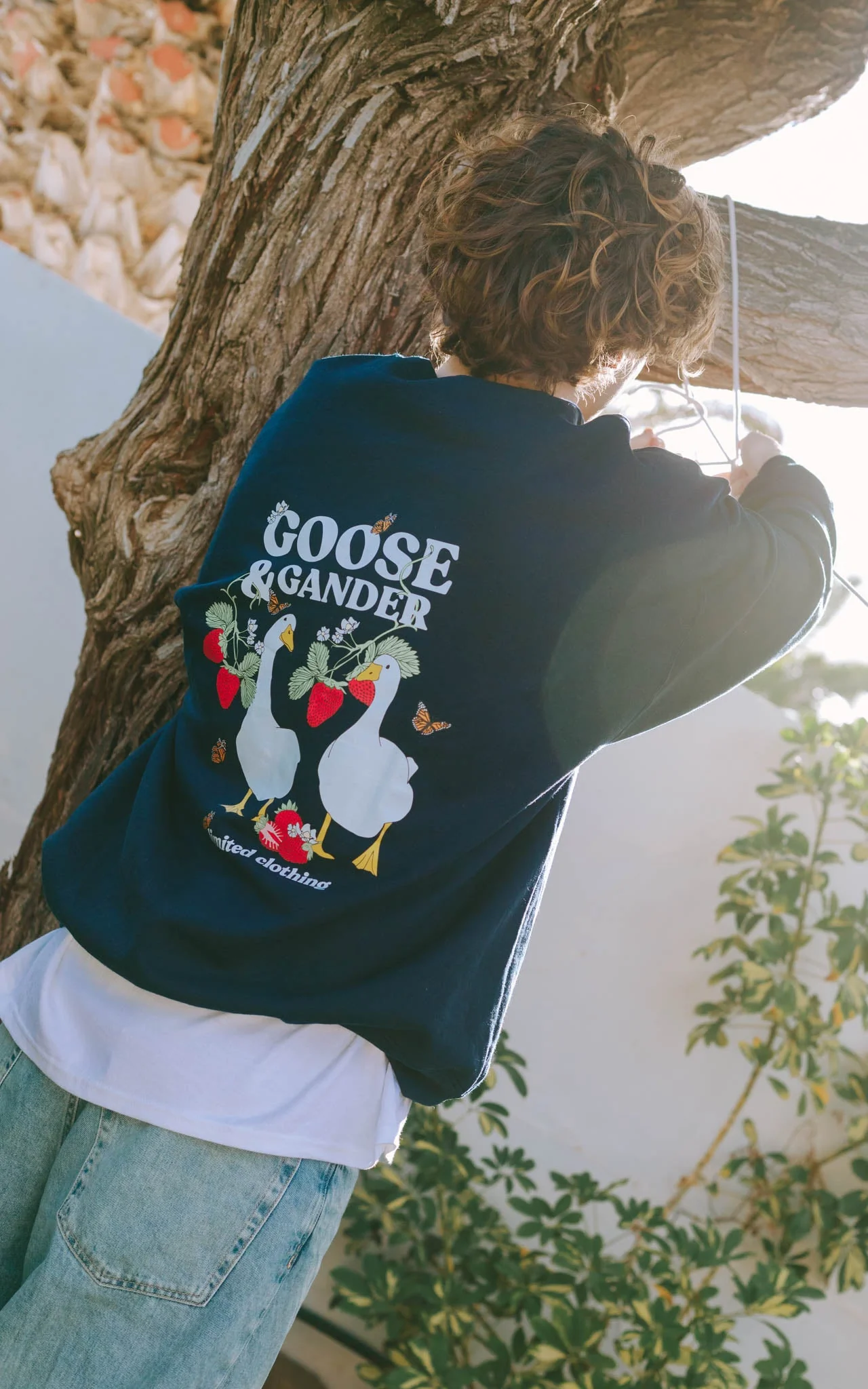 Wild Strawberry Printed Sweat - Navy - Image 3