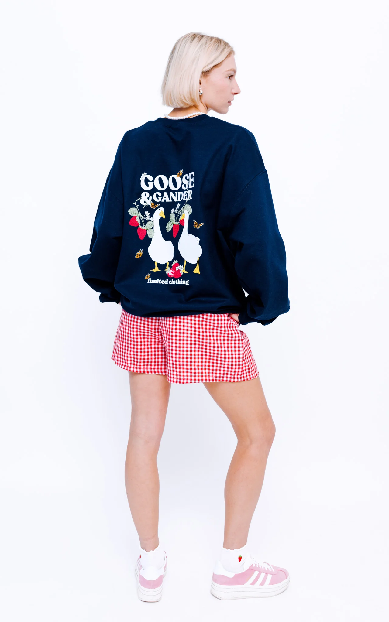 Wild Strawberry Printed Sweat - Navy - Image 4