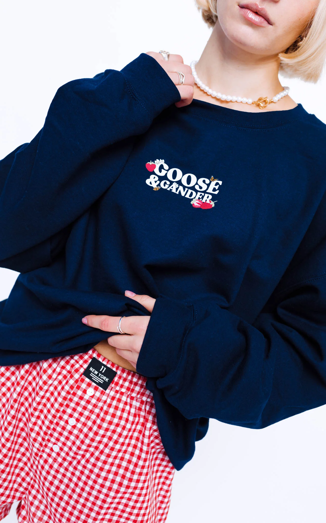 Wild Strawberry Printed Sweat - Navy - Image 6