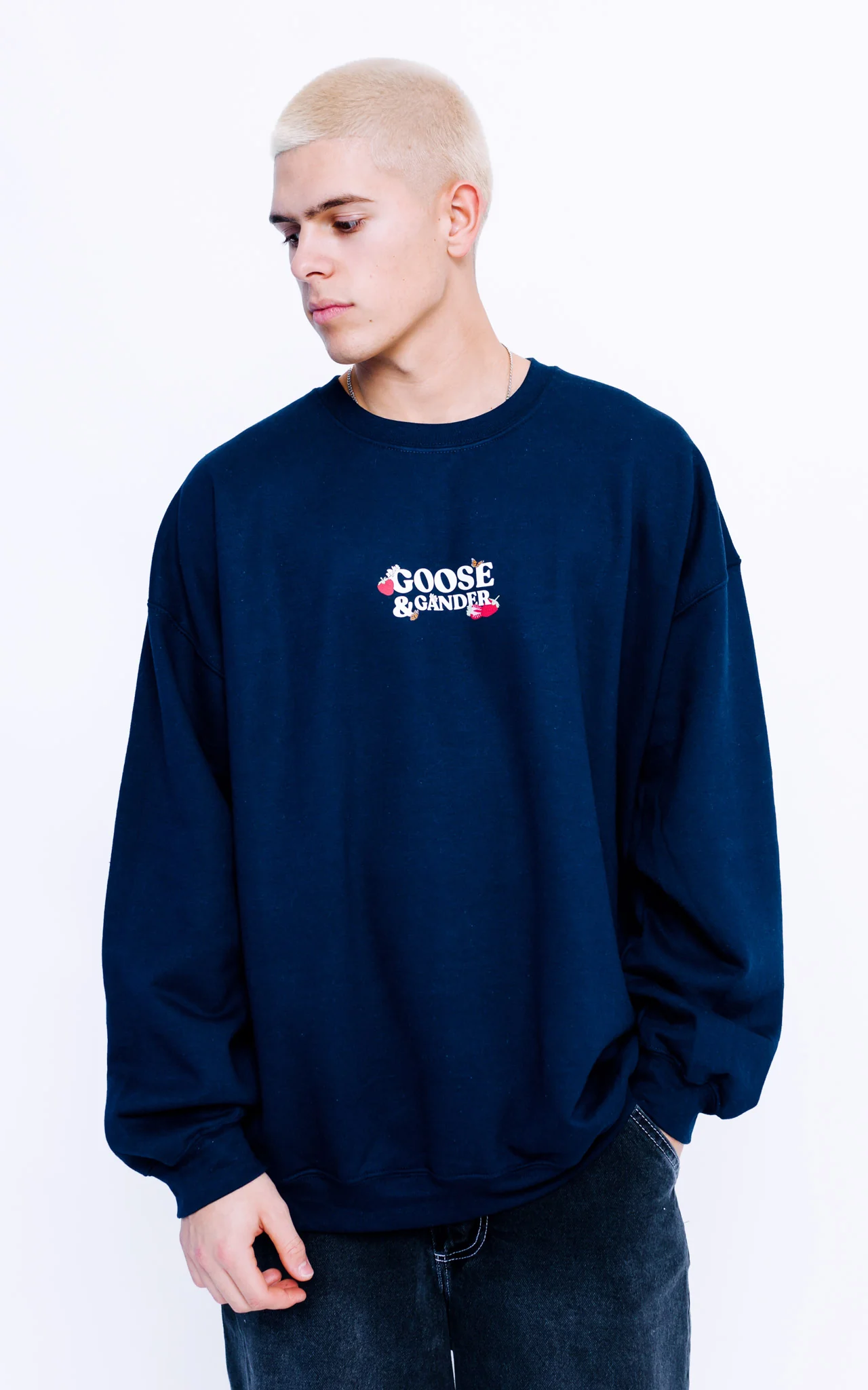 Wild Strawberry Printed Sweat - Navy - Image 7