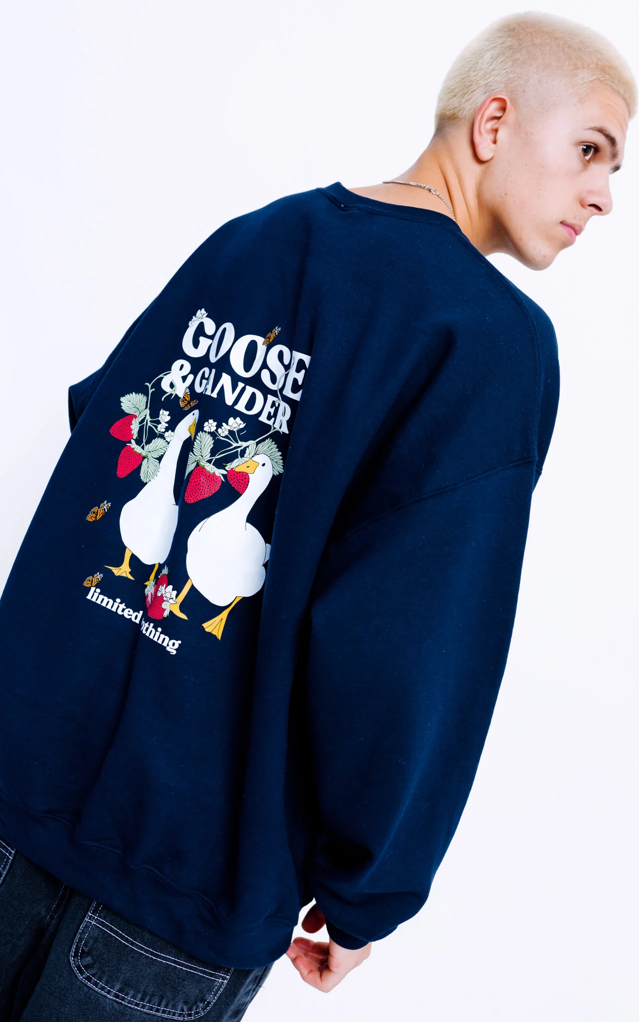Wild Strawberry Printed Sweat - Navy - Image 8