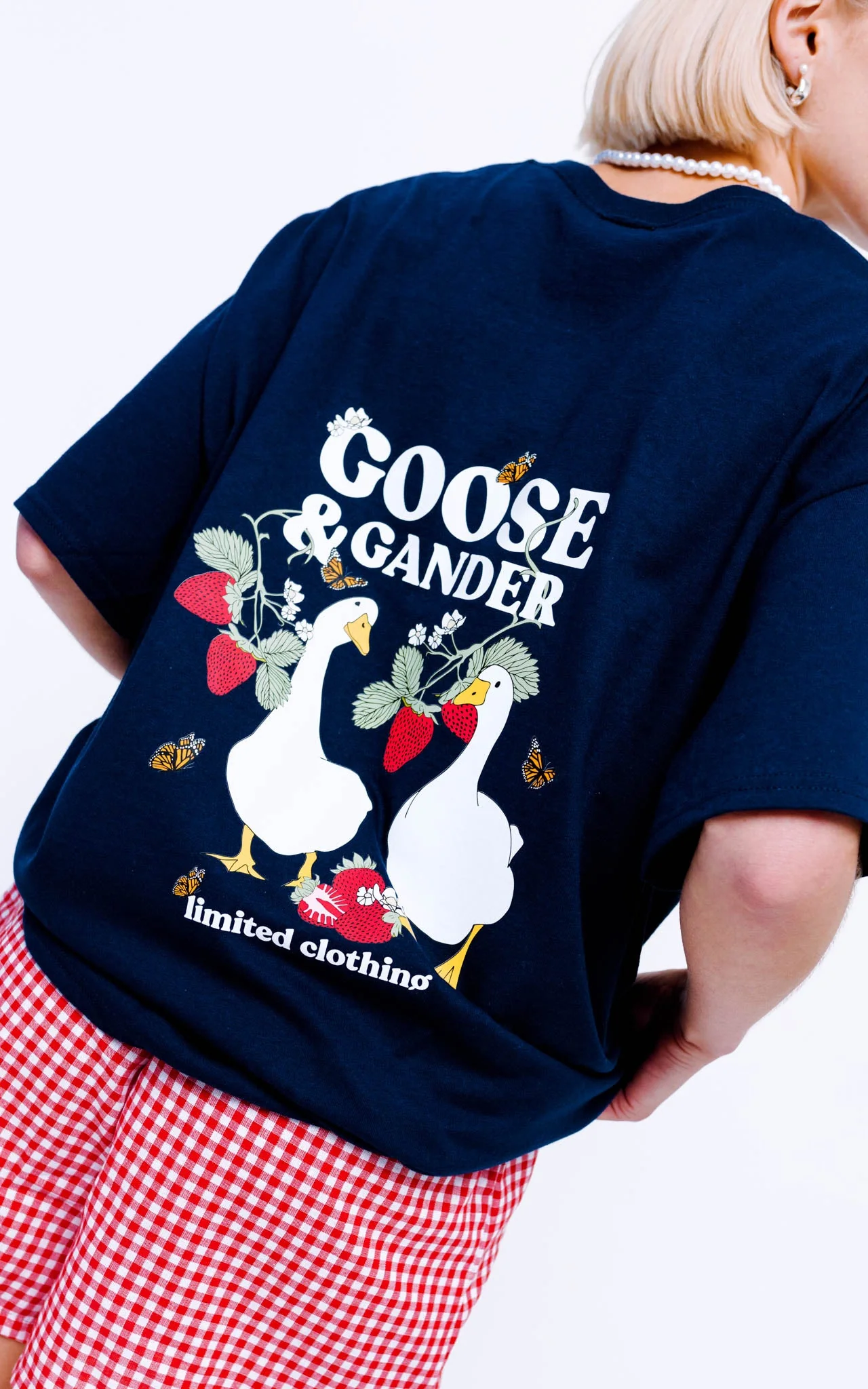 Wild Strawberry Tee - Navy - Image 13