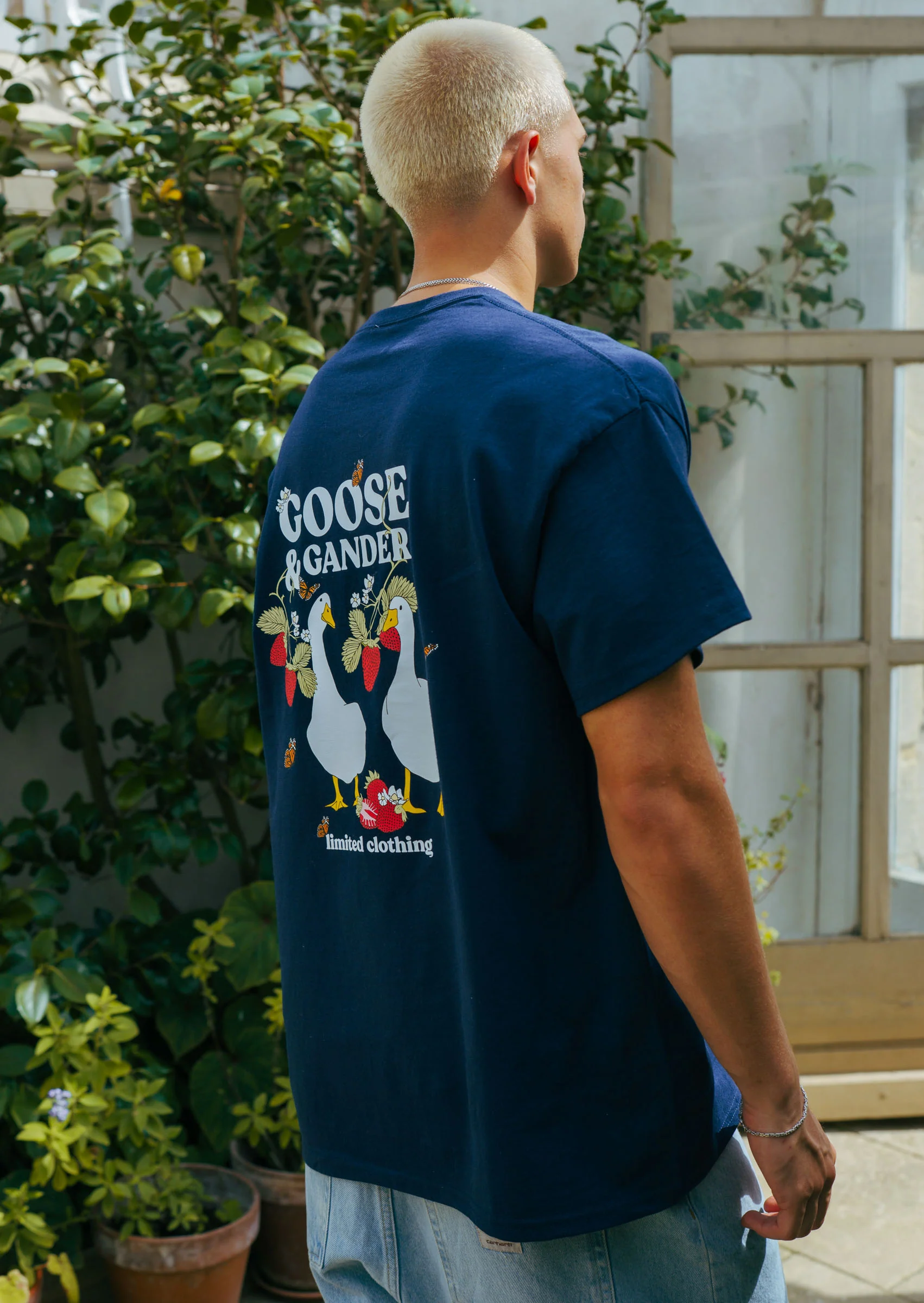 Wild Strawberry Tee - Navy - Image 4