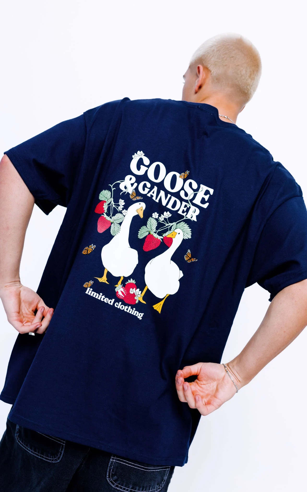 Wild Strawberry Tee - Navy - Image 8