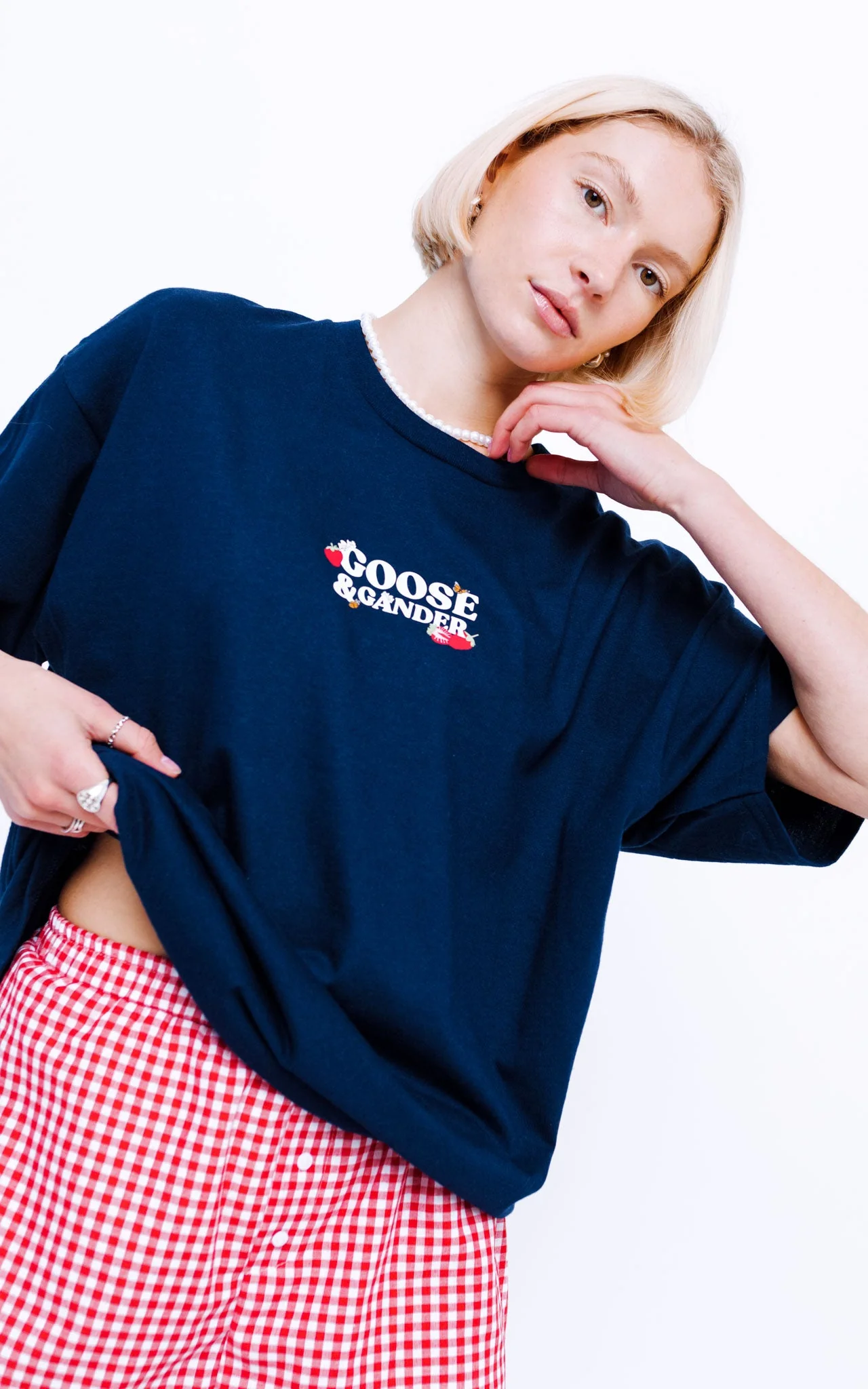 Wild Strawberry Tee - Navy - Image 9