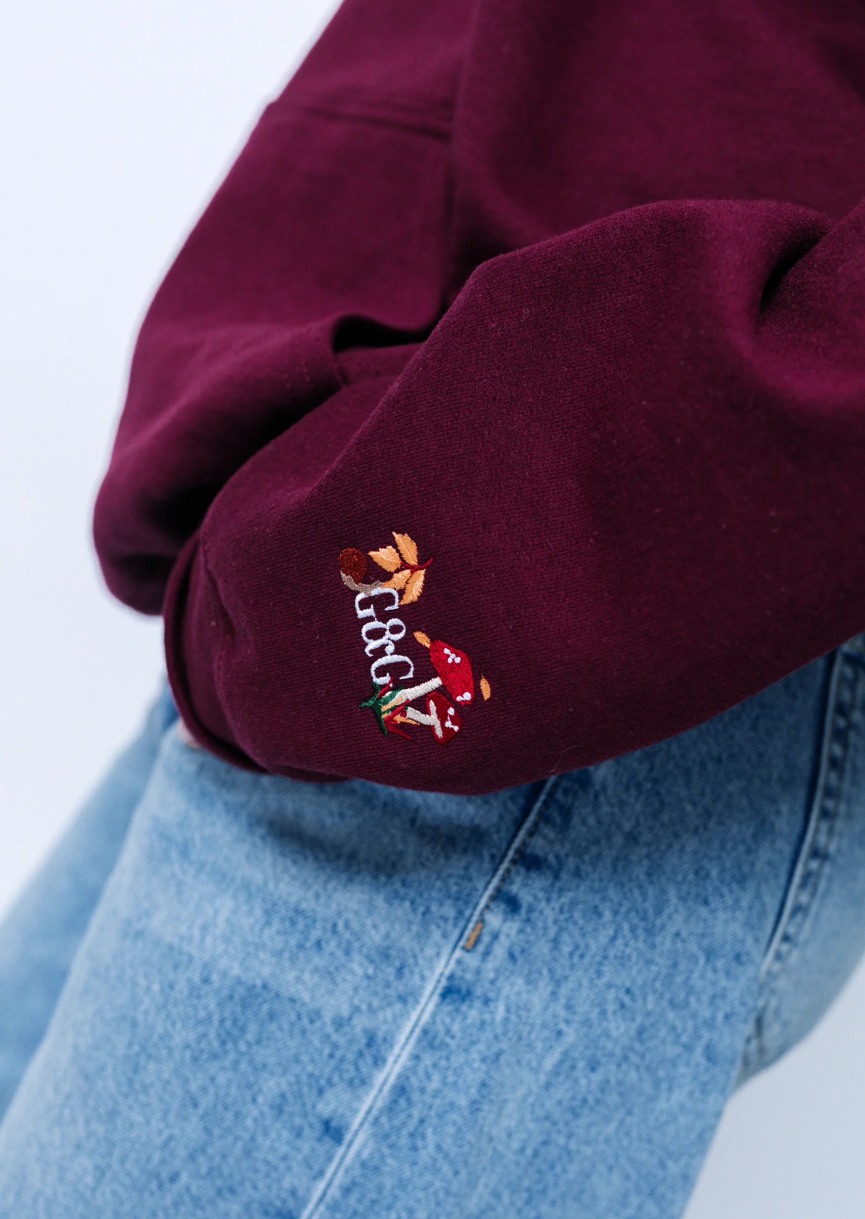 Woodland Embroidered Hoodie - Burgundy - Image 4