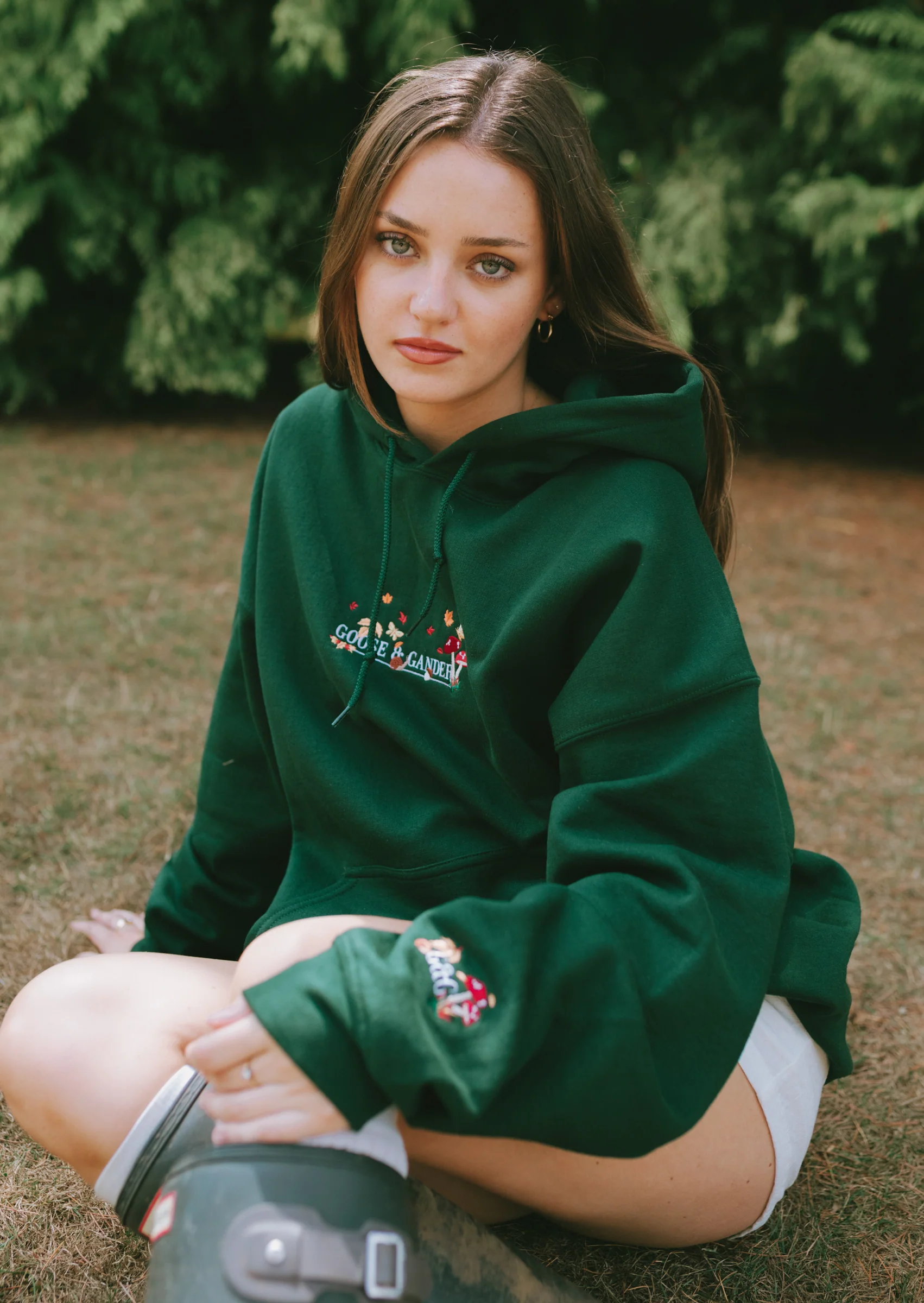Woodland Embroidered Hoodie - Forest Green - Image 2