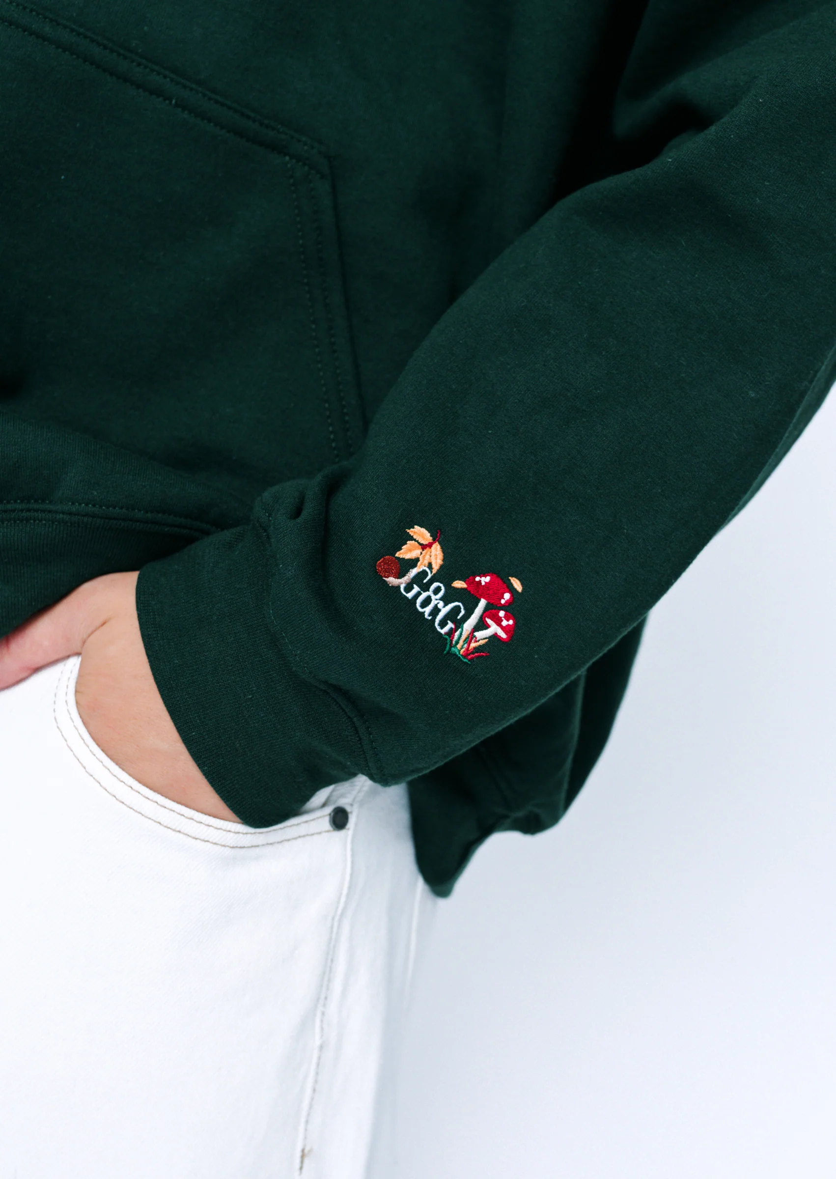 Woodland Embroidered Hoodie - Forest Green - Image 4