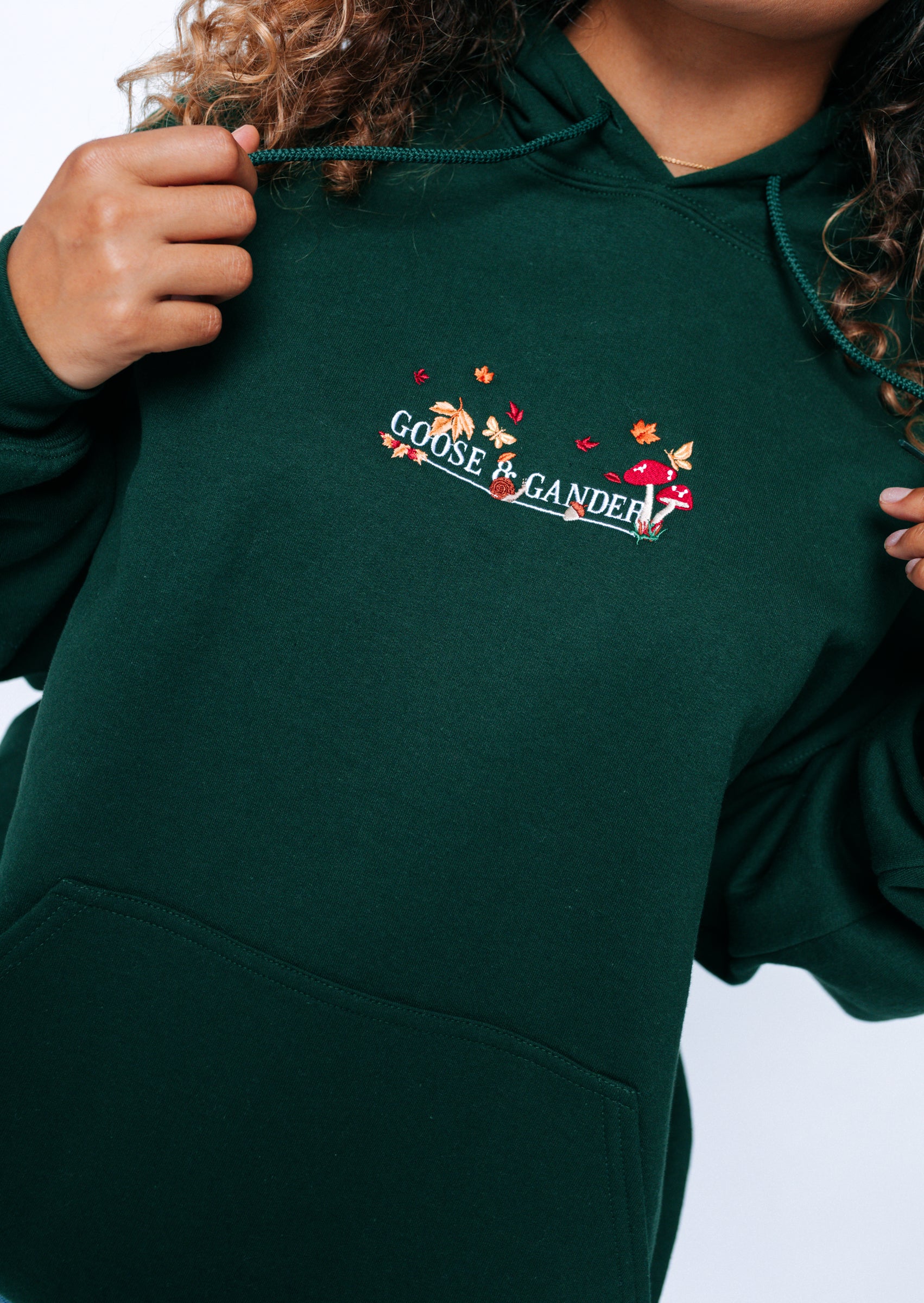 Woodland Embroidered Hoodie - Forest Green - Image 5