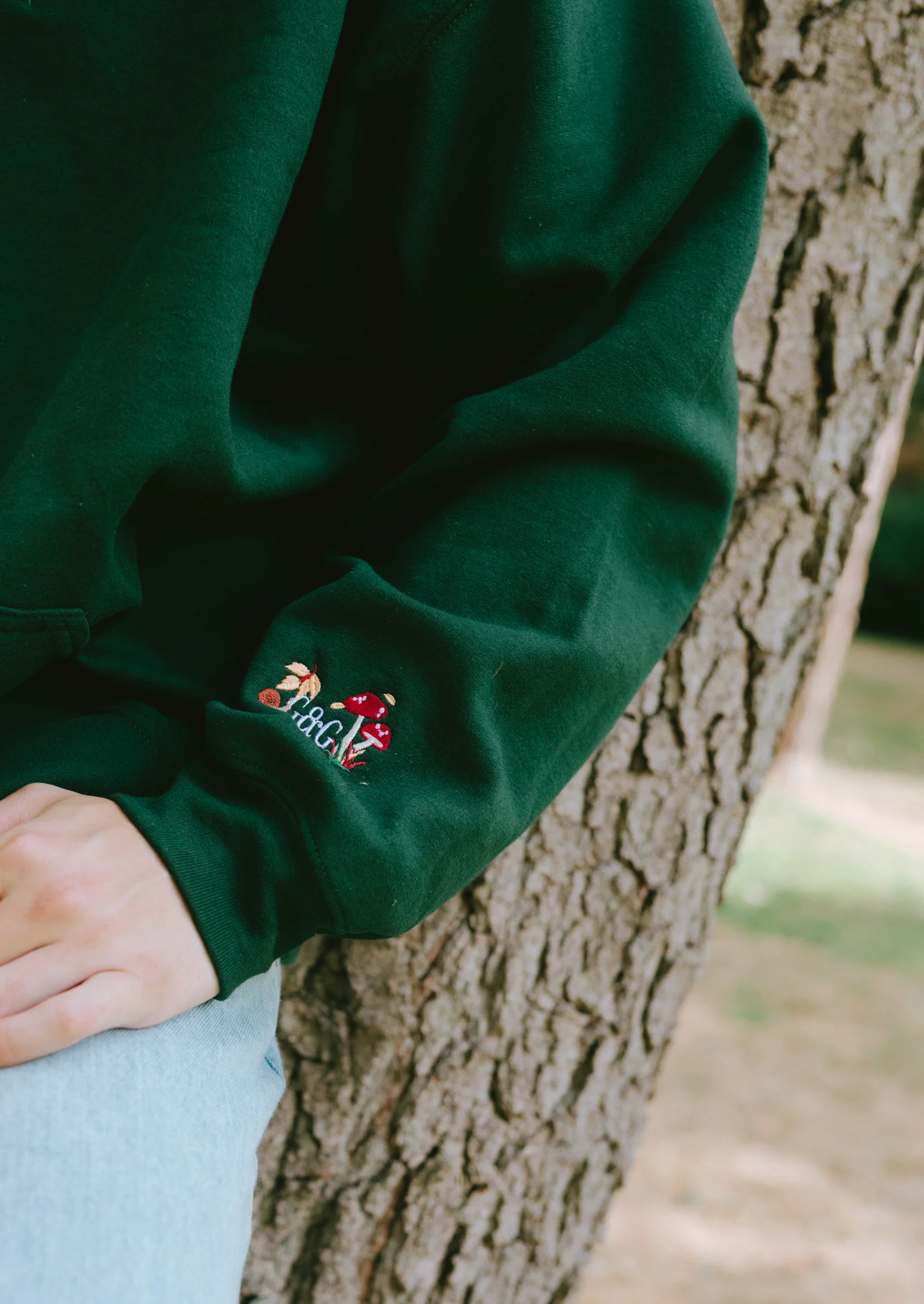 Woodland Embroidered Hoodie - Forest Green - Image 8