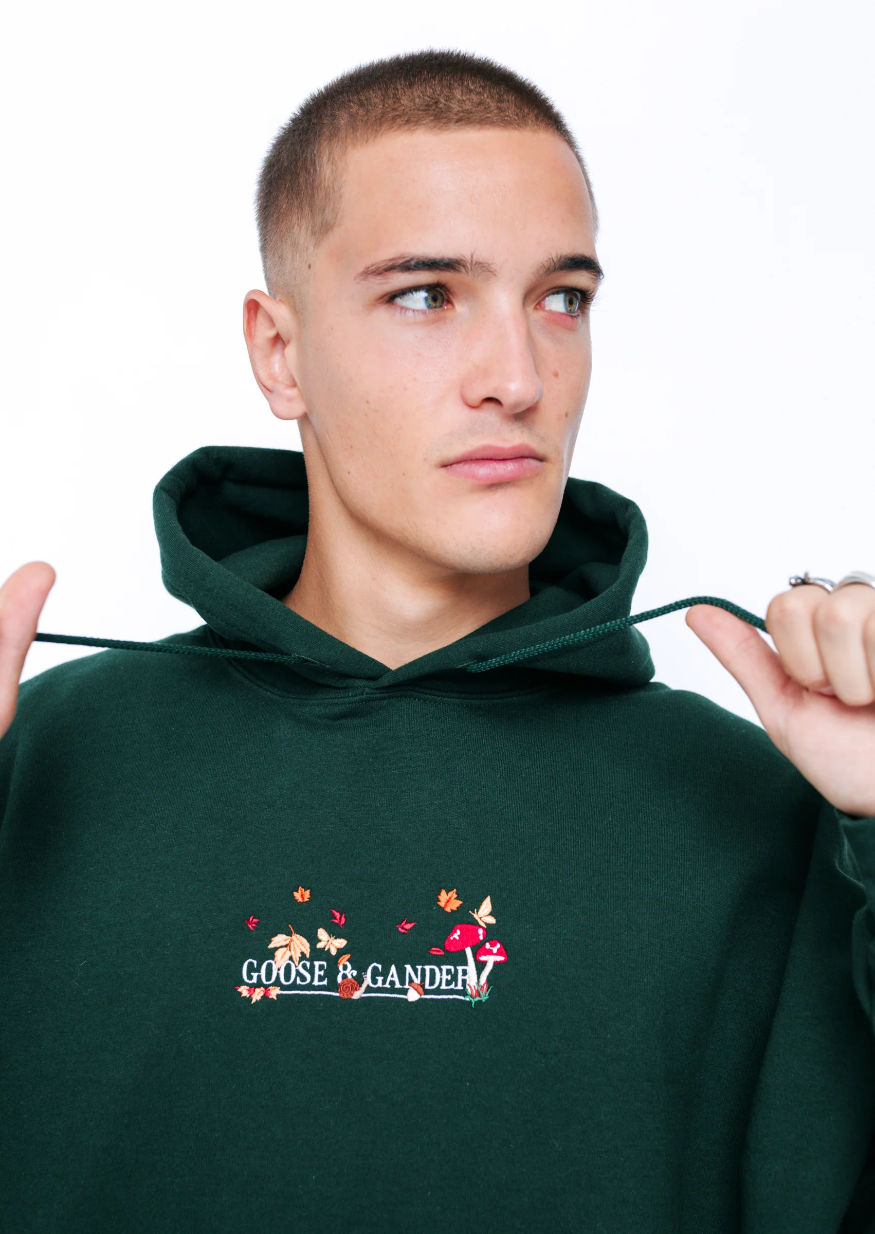 Woodland Embroidered Hoodie - Forest Green - Image 9