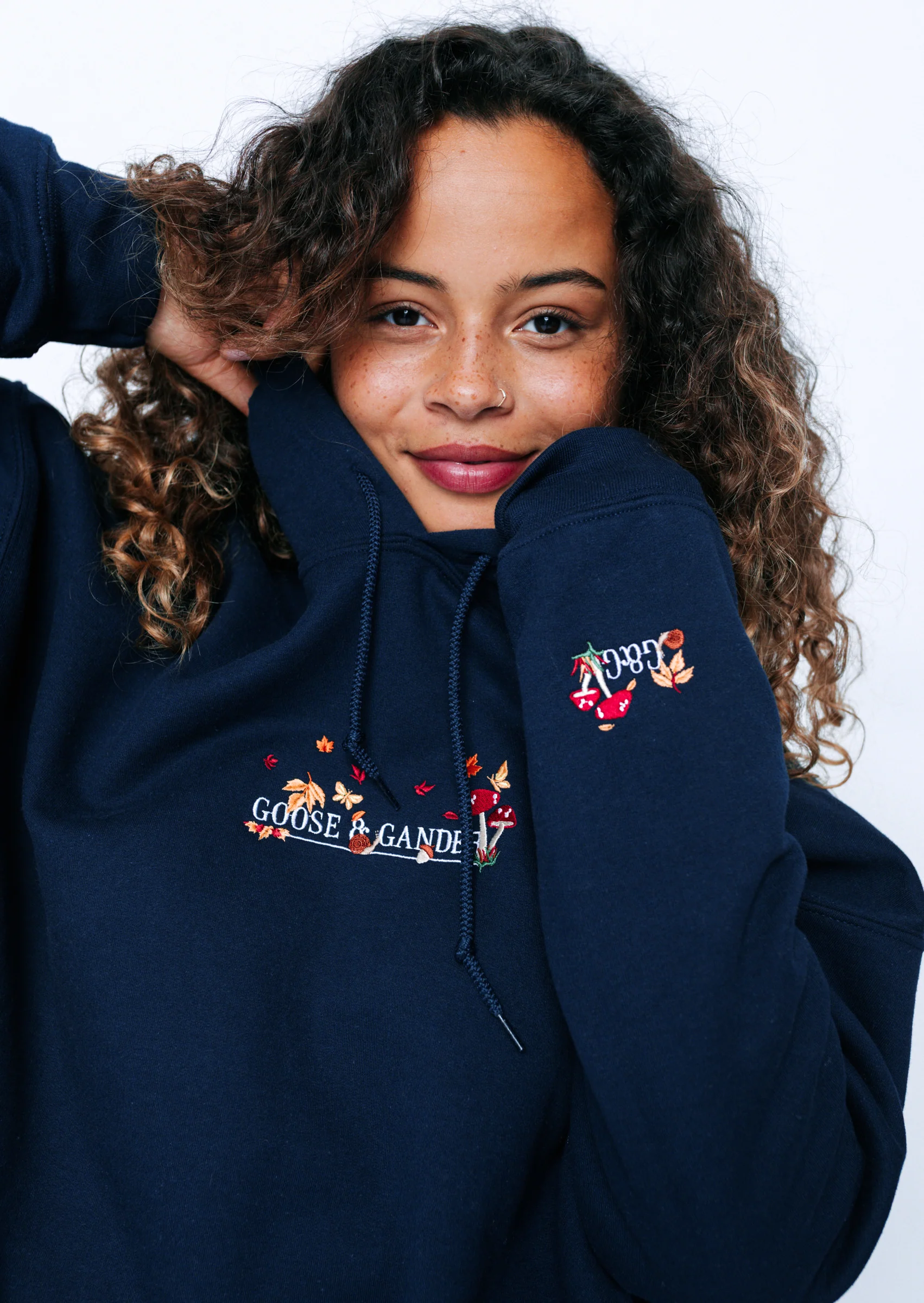 Woodland Embroidered Hoodie - Navy - Image 3