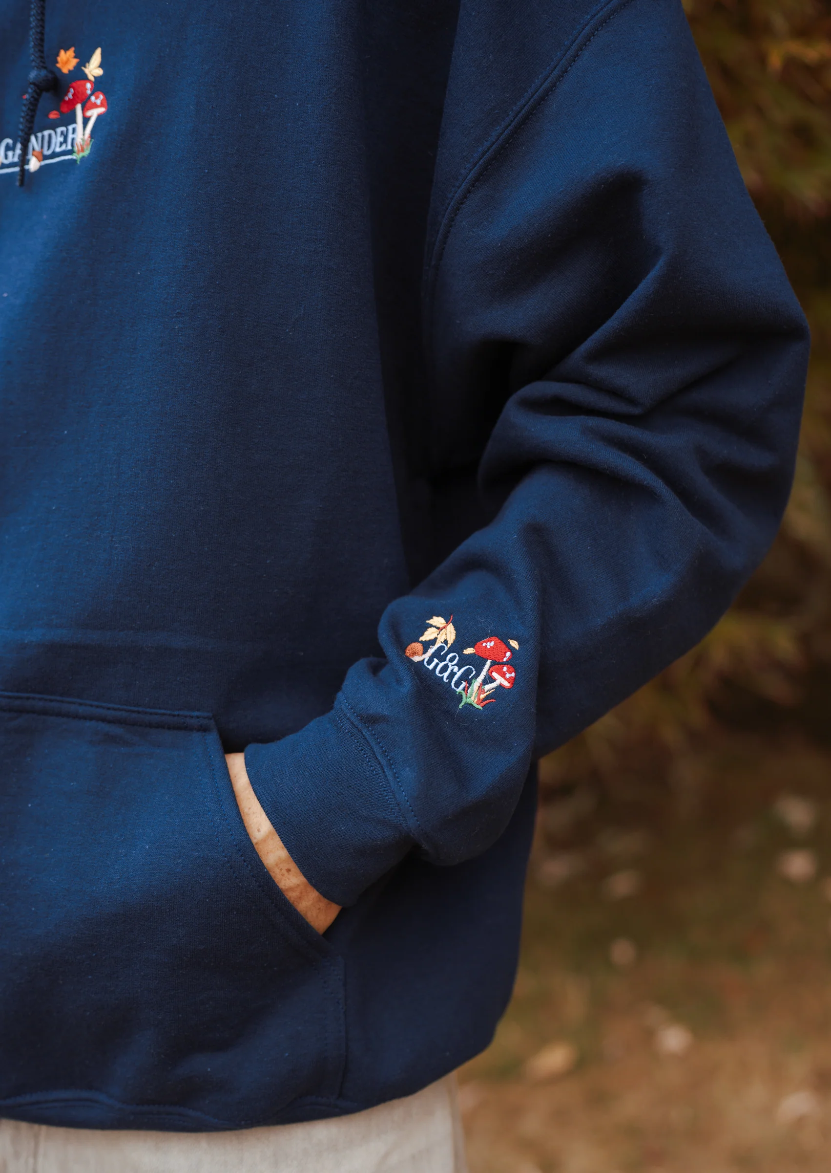 Woodland Embroidered Hoodie - Navy - Image 4