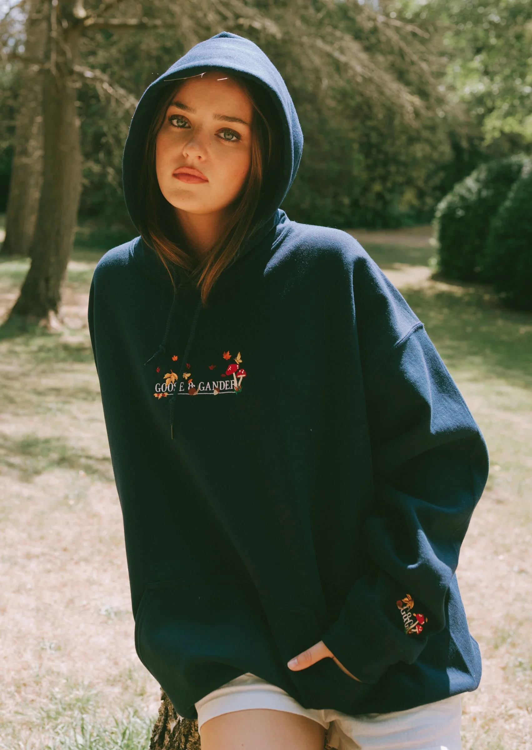 Woodland Embroidered Hoodie - Navy - Image 6