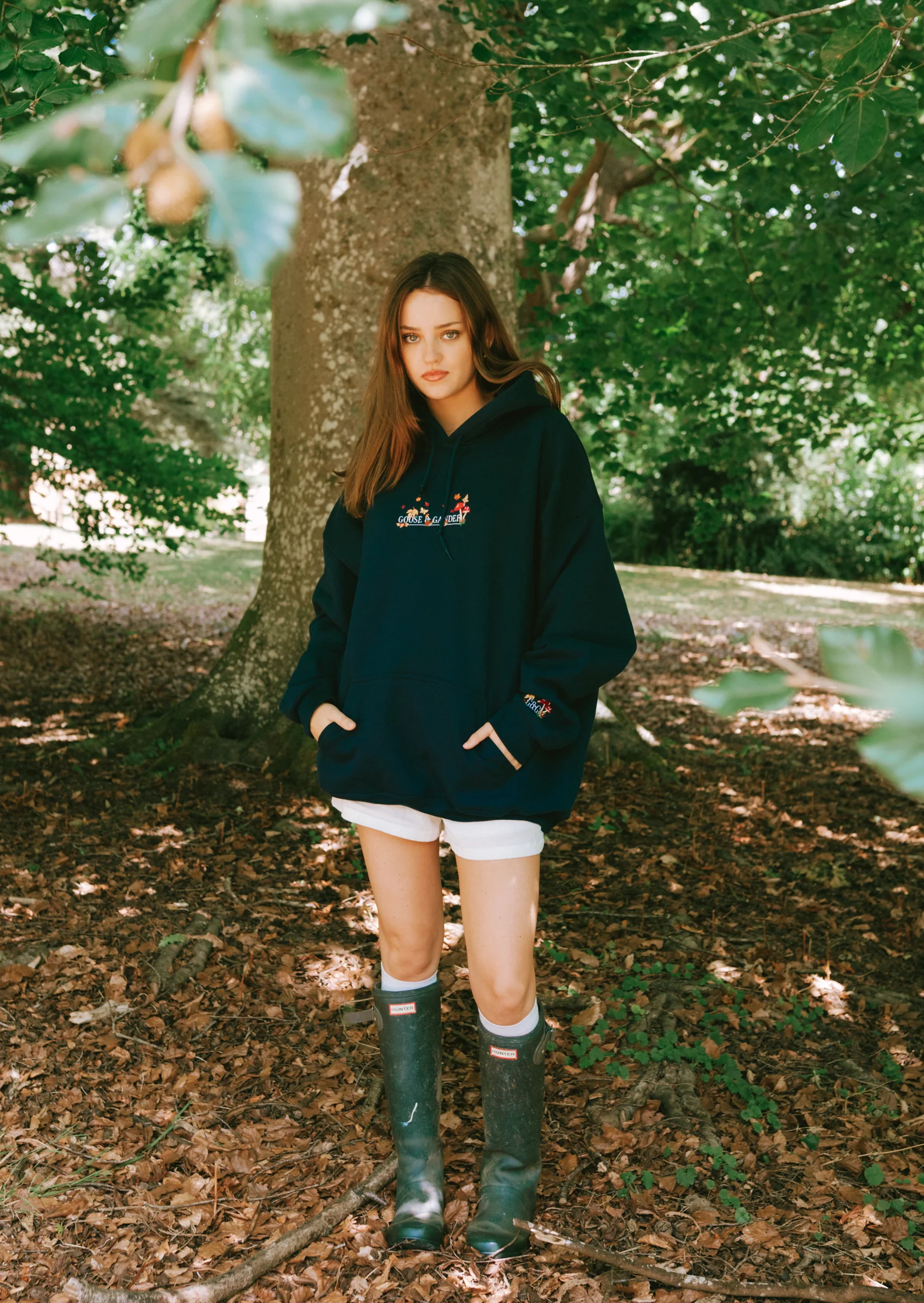 Woodland Embroidered Hoodie - Navy - Image 7